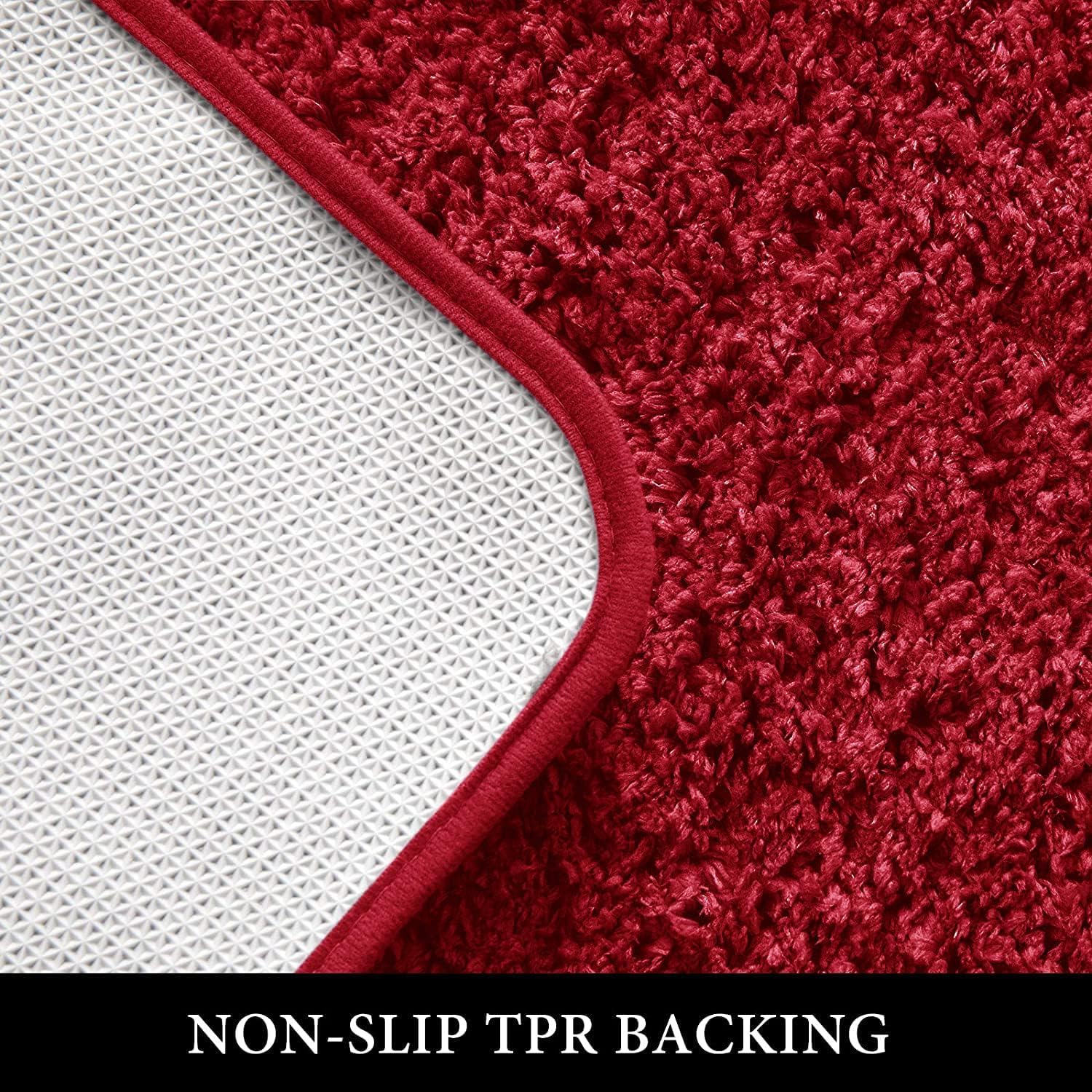 Miulee Christmas Red 3 Pieces Bathroom Rugs And Mats Sets Extra Thick Non Slip Microfiber Bath Mats And U-Shaped Contour Toilet