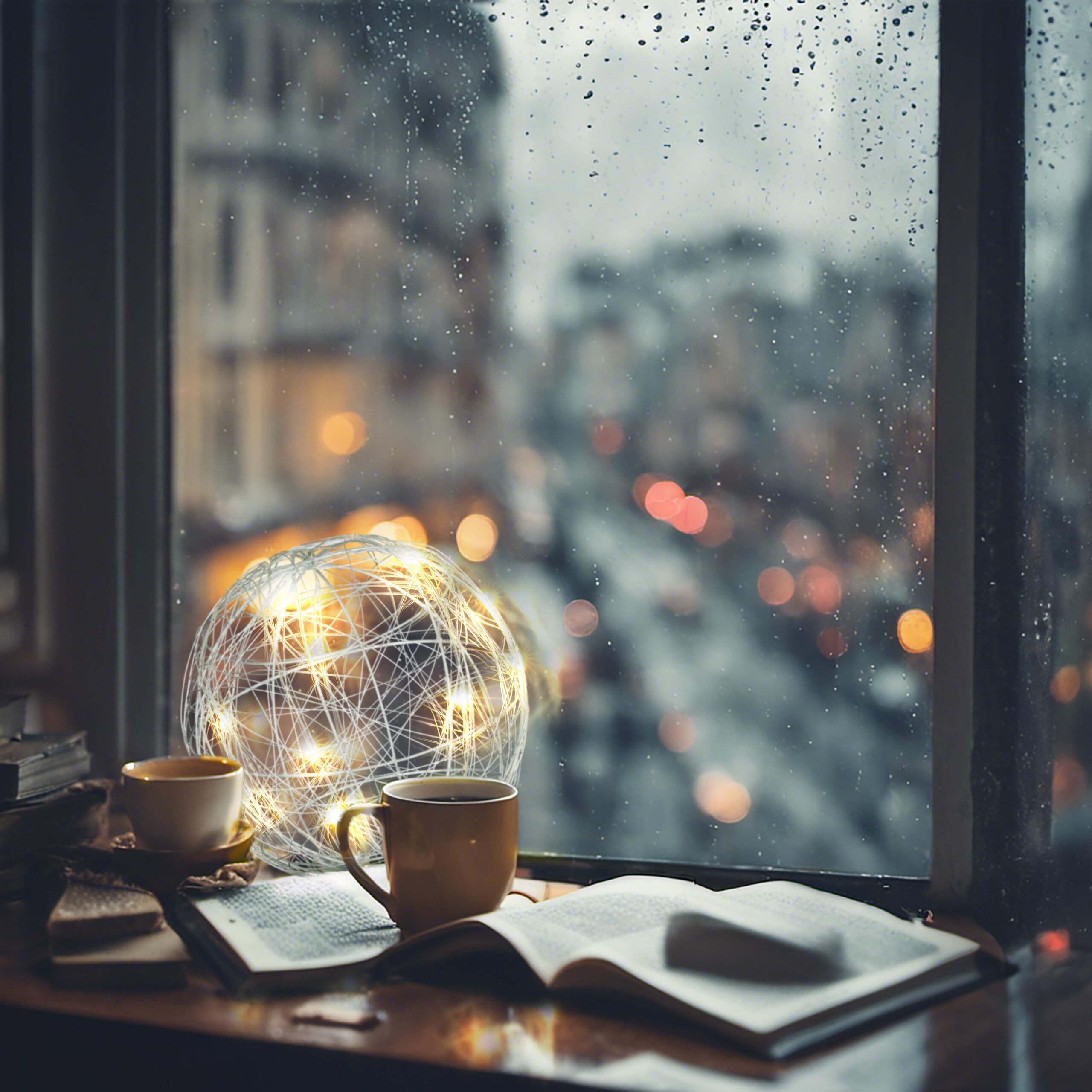 Relaxdays LED Light Sphere, Window Ornament, Autumn, Hang Up Christmas Decor, Battery Powered,  30cm, Silver, Iron, 30 x 30 x 30