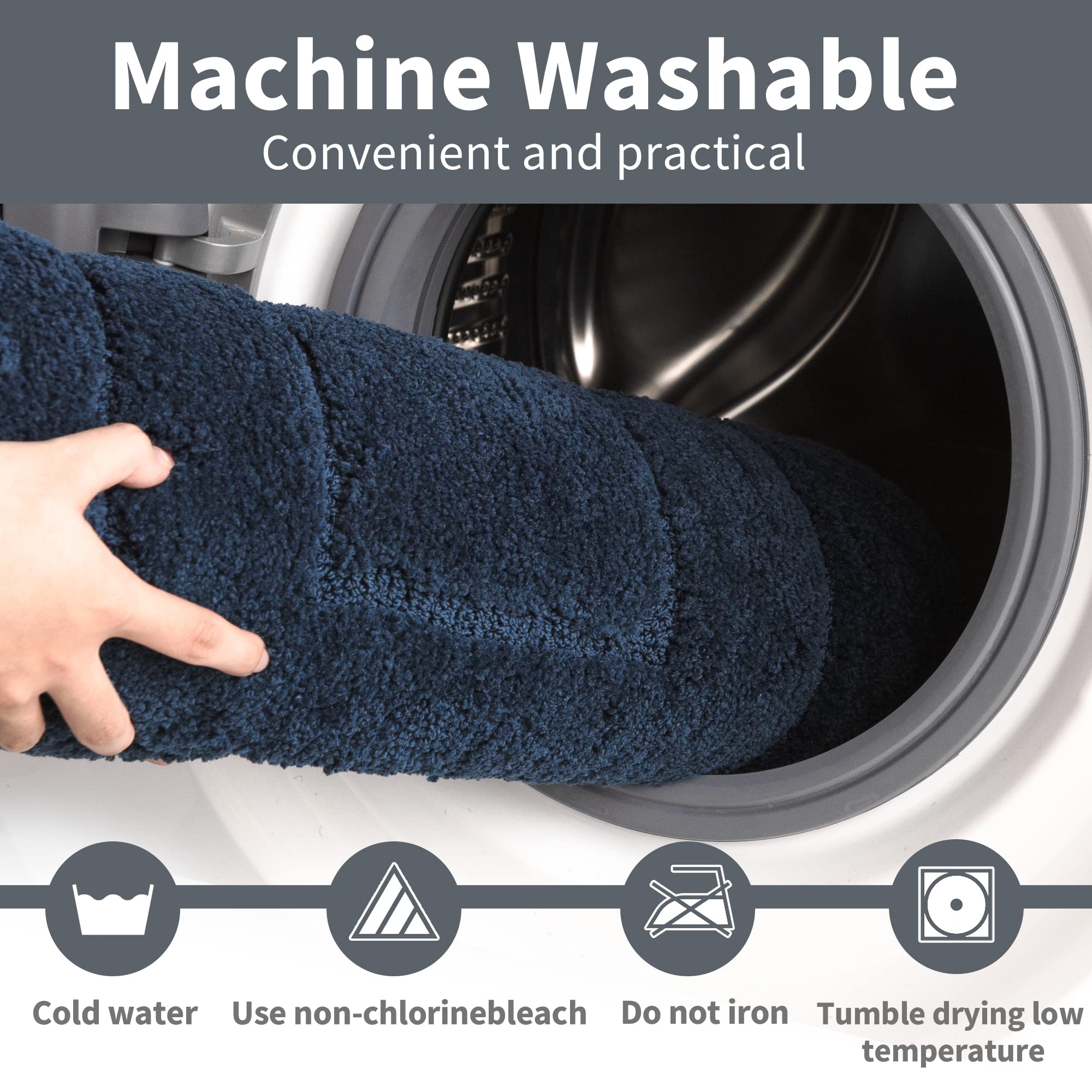 Granny Says Navy Bathroom Rugs, Bath Mats For Bathroom Non-Slip, Super Soft And Water Absorbent, Microfiber Bath Rugs Washable,