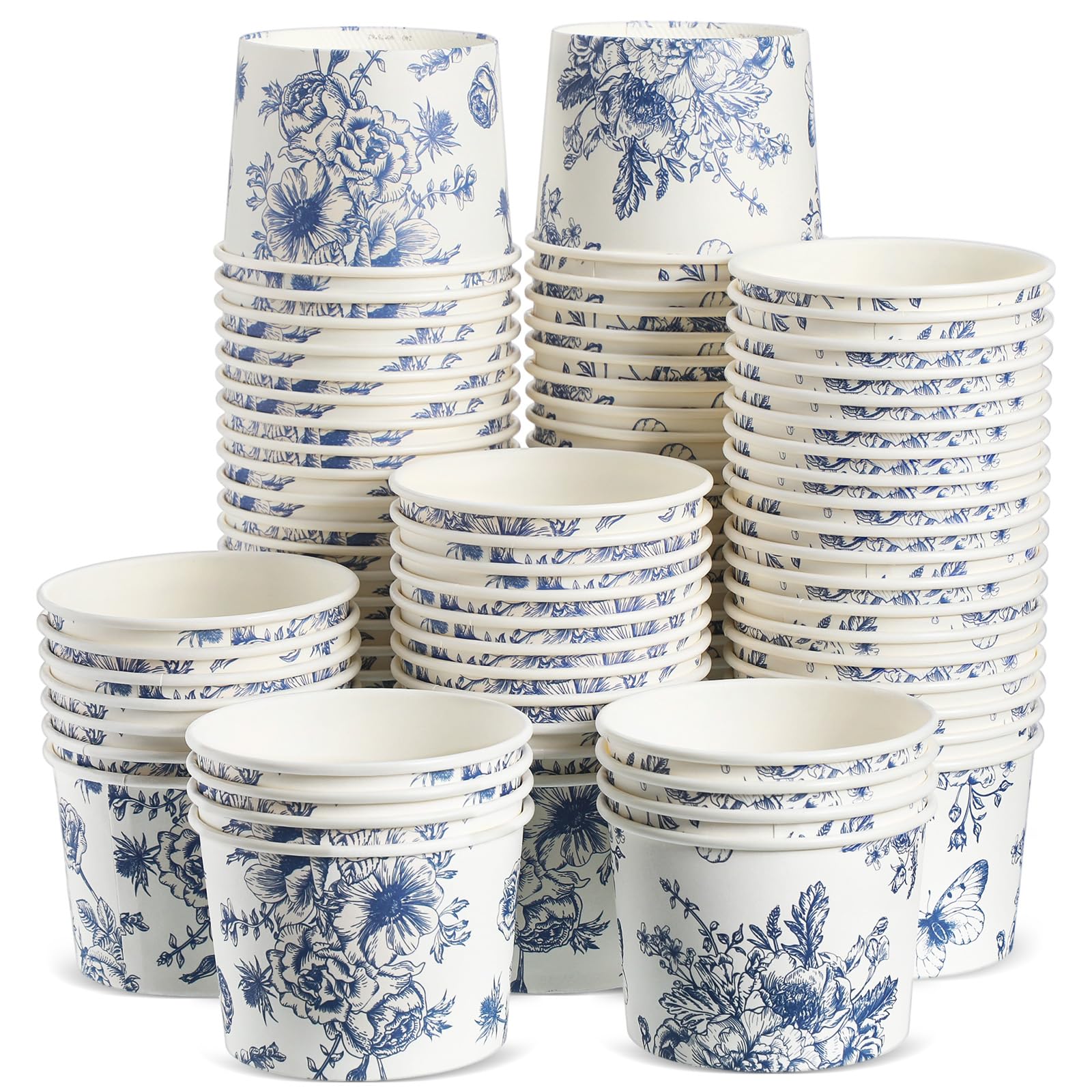 Jingmore 100 Pcs 8 oz Treat Snack Cups Bulk Ice Cream Bowl Cute Cups Disposable Party Favors Paper Bowls for Birthday Iced Food 