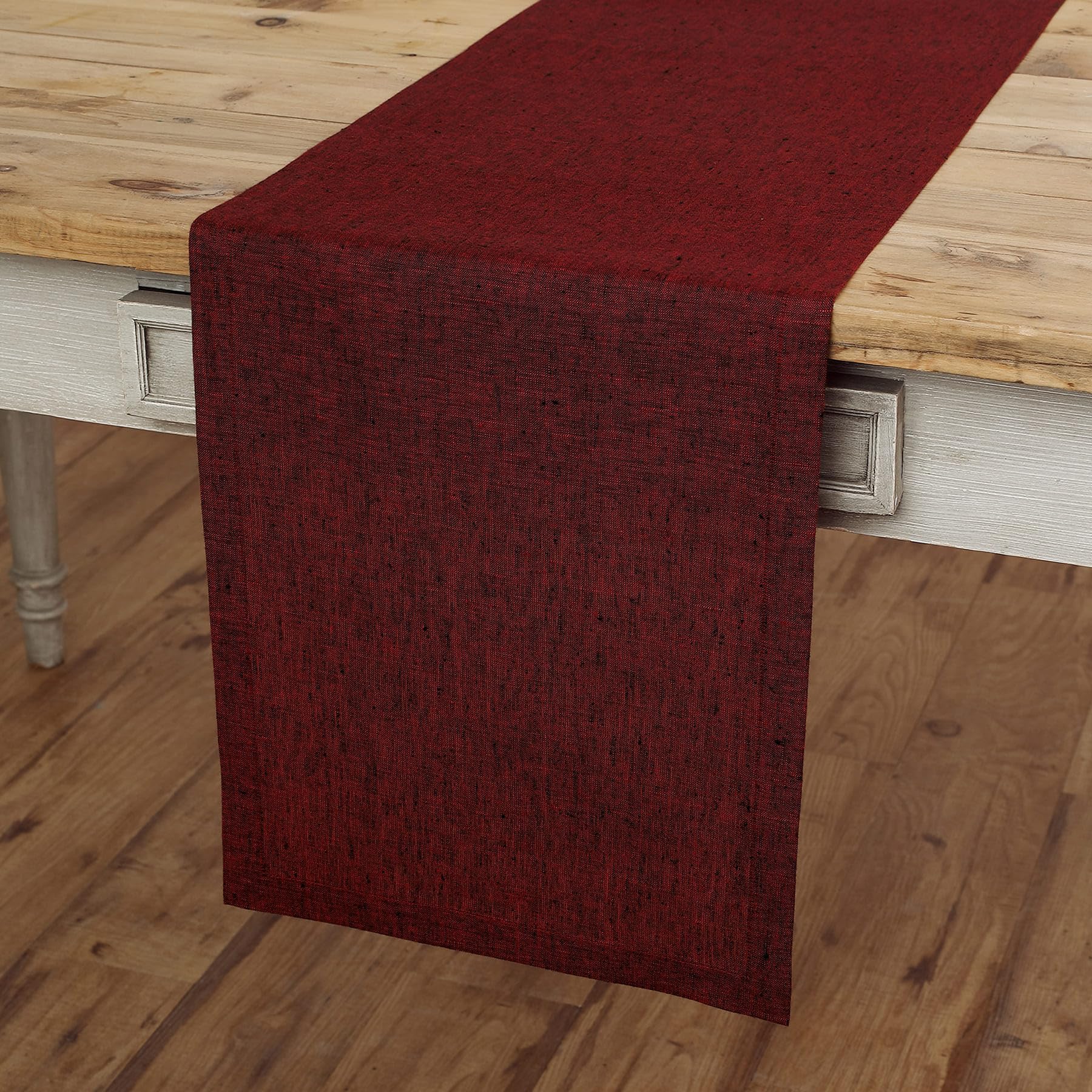 Solino Home Linen Table Runner 48 Inch - 100% Pure Linen Red Garnet Table Runner 14 X 48 Inch - Machine Washable Dining Table Ru