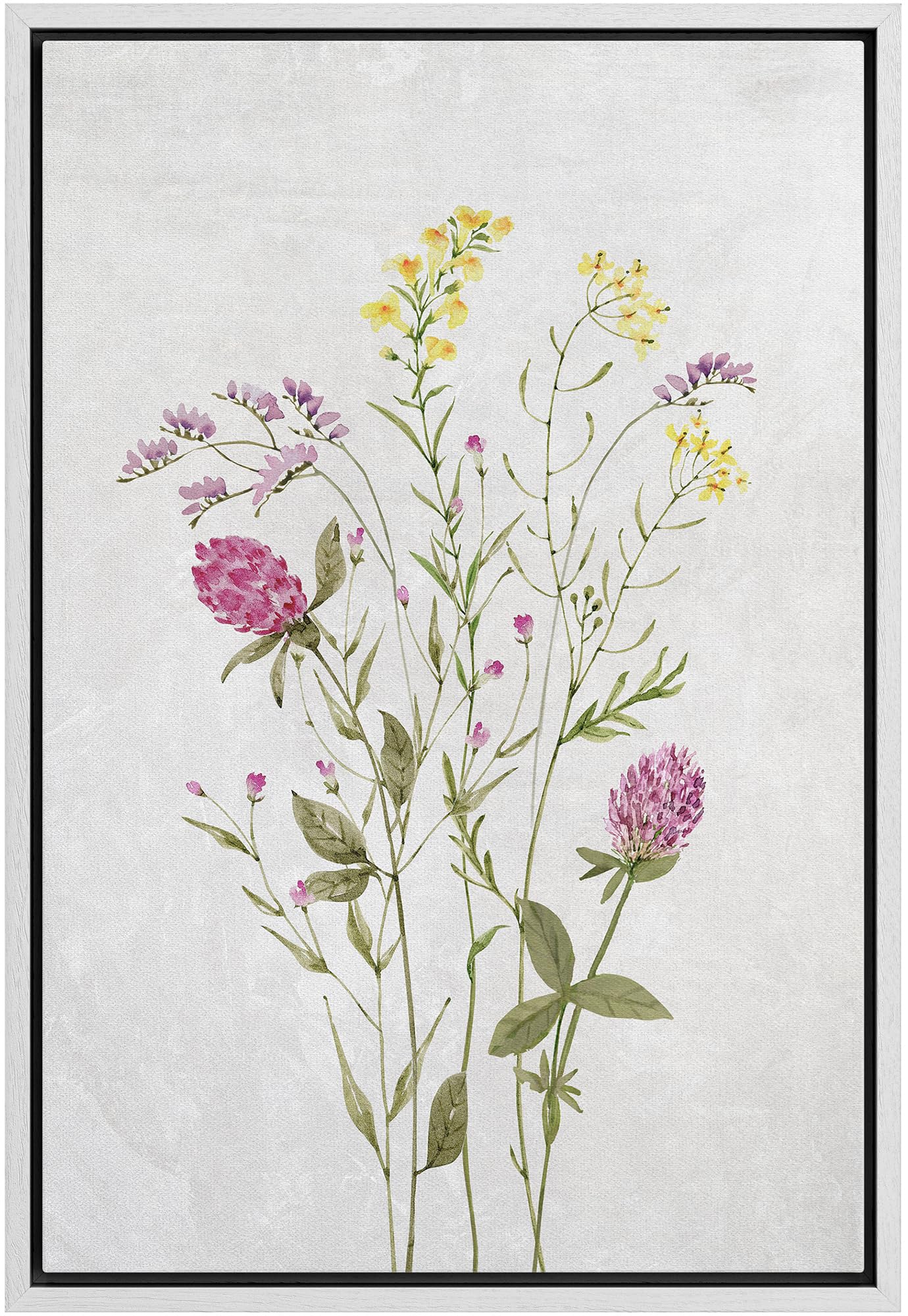 Wall26 Framed Canvas Print Wall Art Fine Art Pastel Pink & Yellow Wildflower Nature Wilderness Illustrations Modern Art Botanica