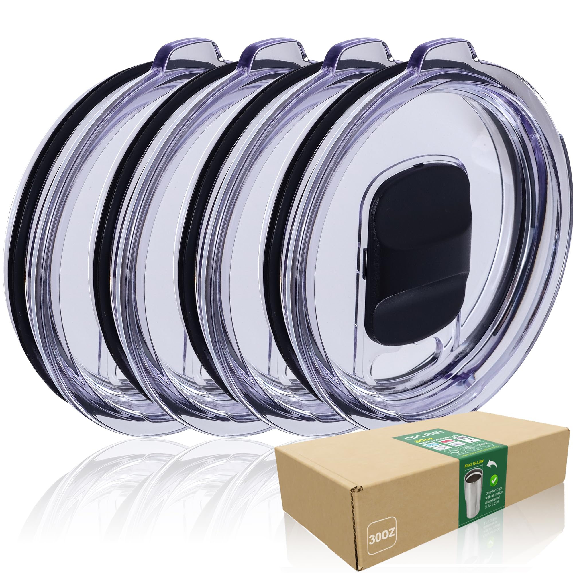 30 OZ - 4 Replacement Lids for Tumblers -Spill Proof Lids for 3.7-3.74 Inch Diameter, AICMEI Tumbler Lids 30 oz Replacement Lid(