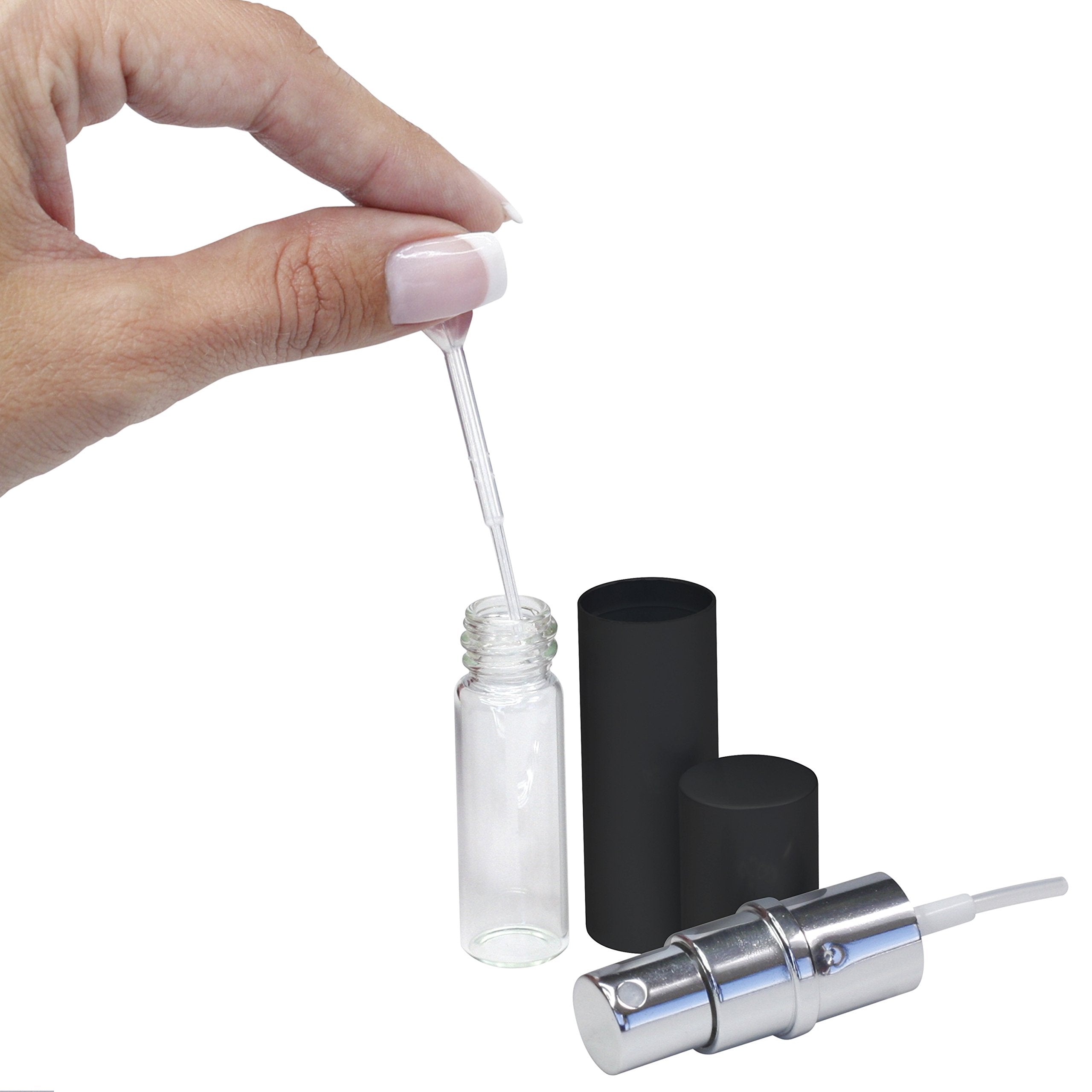 Refillable Perfume & Cologne Fine Mist Atomizers With Metallic Exterior & Glass Interior - 5Ml Portable Travel Size - 3Ml Squeez