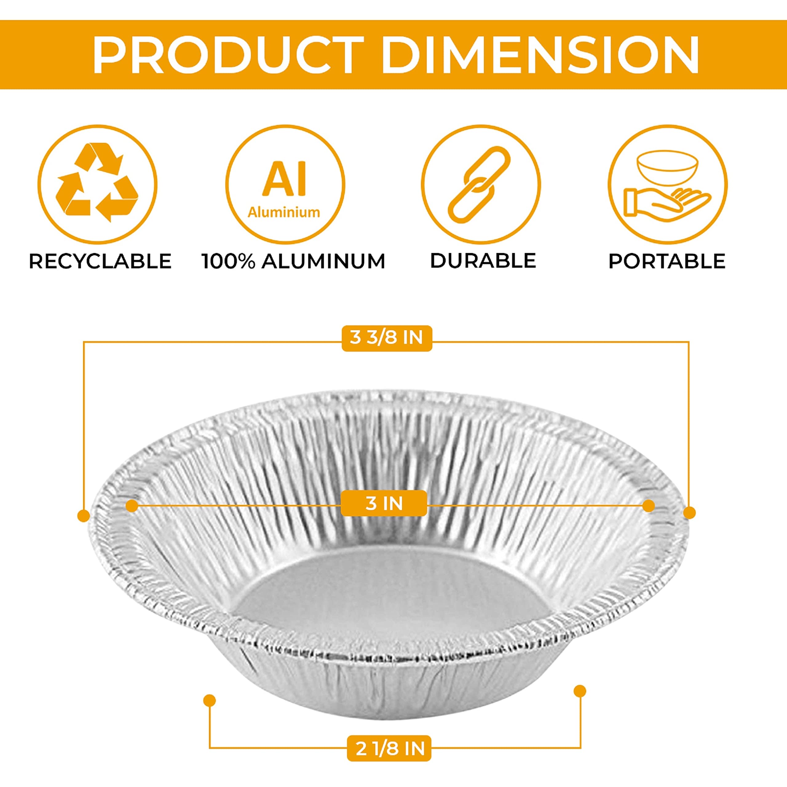 The Baker Celebrations 3 Inch Aluminum Foil Disposable Baking Tart Pans Mini Pie Tins - Made In Usa (200)
