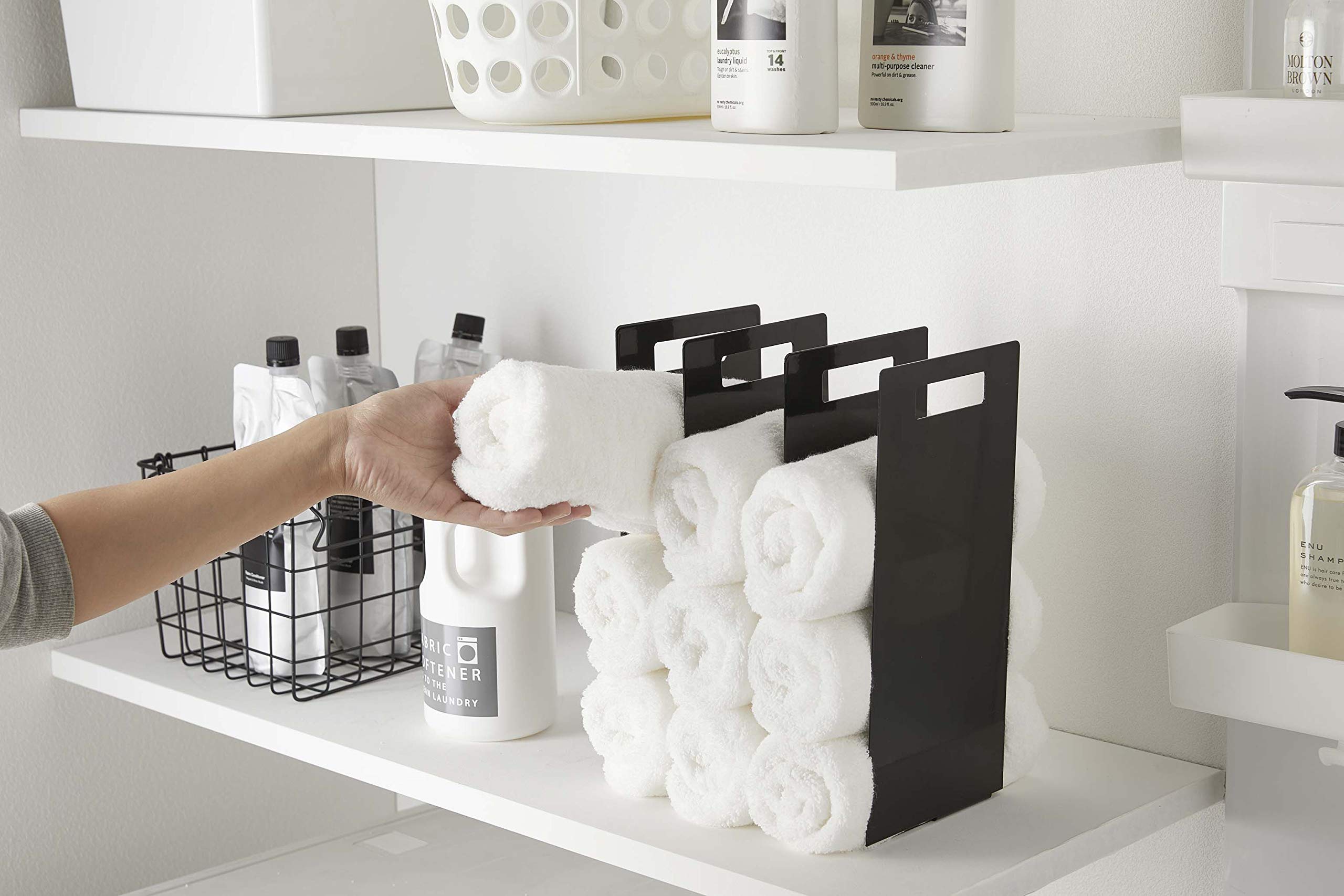 Yamazaki Home Tower Black Interlocking Towel Organizer (Set Of 2)