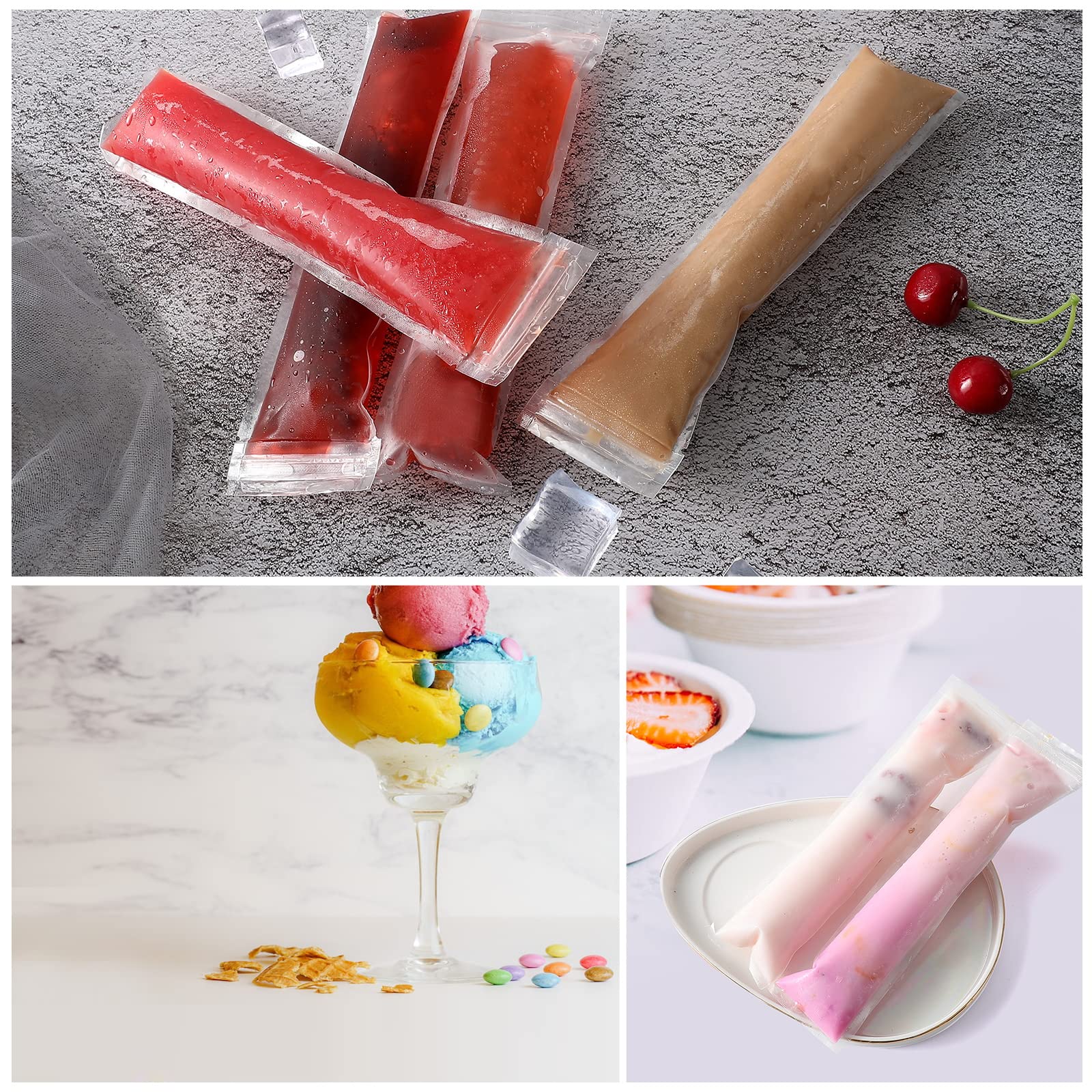 Popsicle Molds Bags Diy Disposable Ice Pop Bags Mold Bags Homemade Ice Lolly Bags With Silicone Funnel Freeze Snacks Freezer Tub