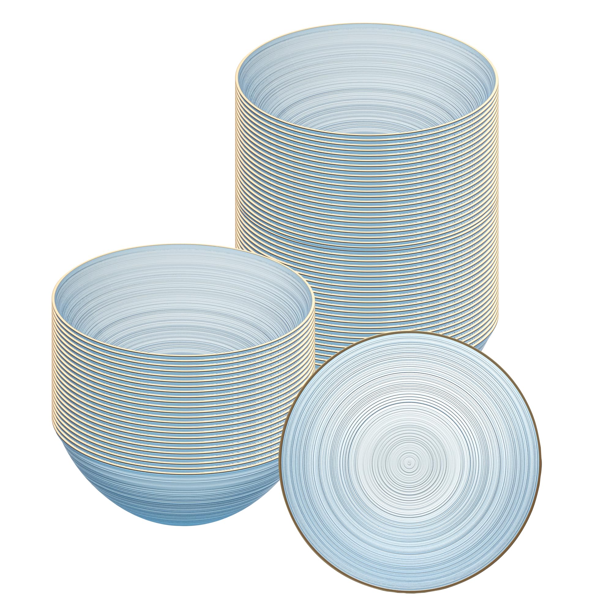 Restaurantware Plastic Bowls 20 Count 16 Ounce Plastic Party Bowls Gold-Rim Design Round Elegant Table Setting Dinnerware
