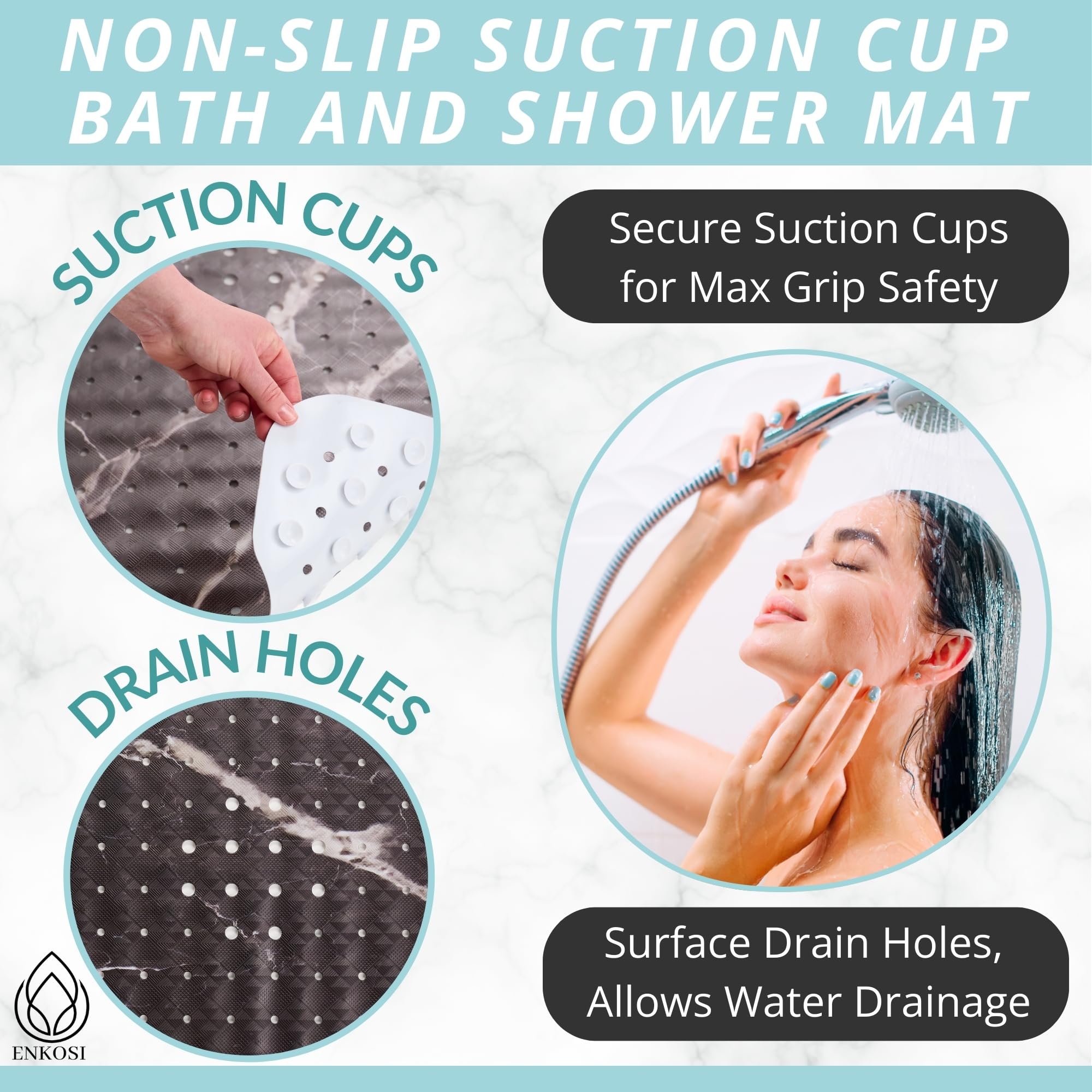 Bath Mat Non Slip - Bath Mat For Tub - Shower Floor Mat Non Slip - Rubber Bath Mats For Tub - Non Slip Tub Mat - Bathroom Tub Ma