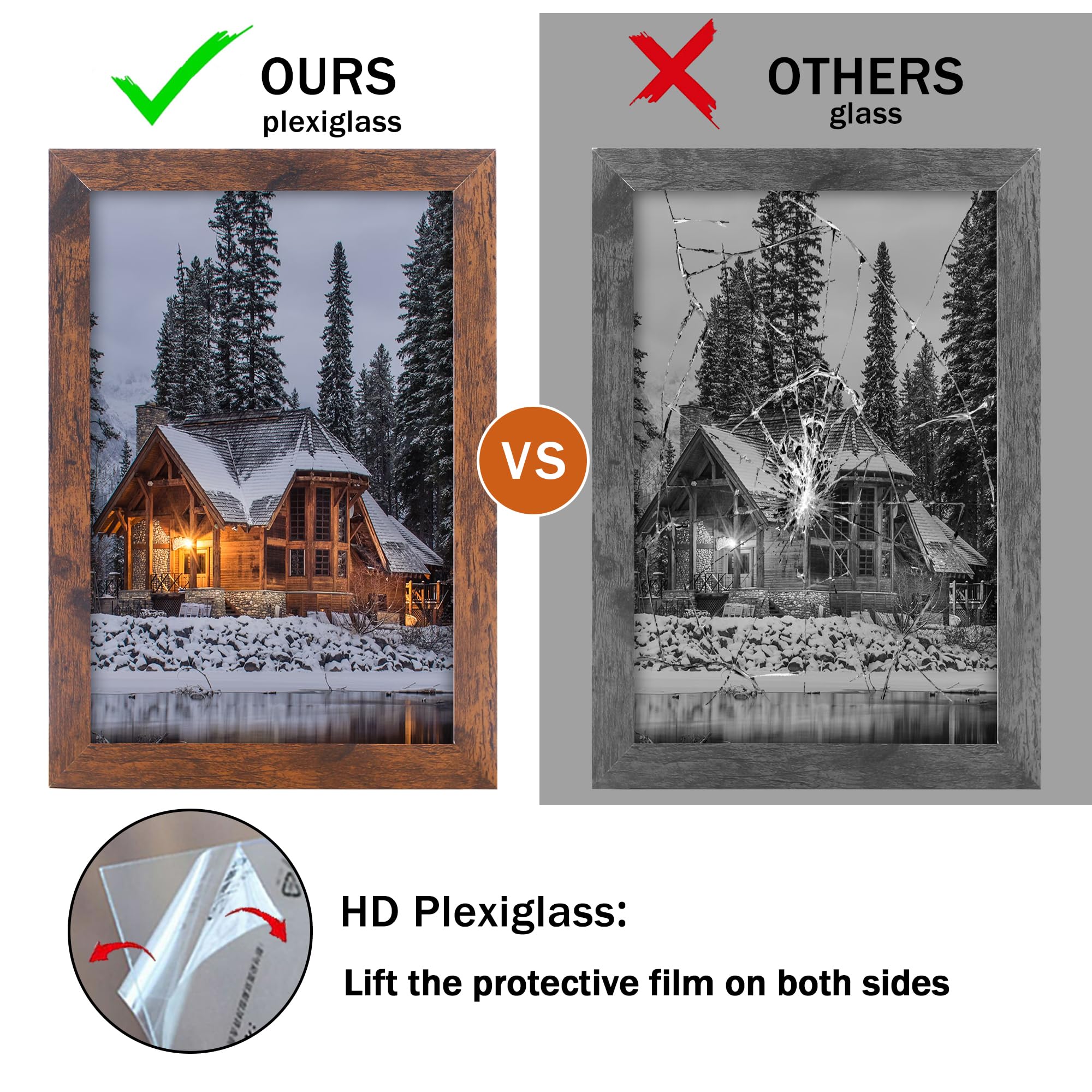 NDUFOA 4x6 Picture Frame, Rustic Square Frame Display 4x6 Photos, Poster Frame for Wall and Tabletop, Brown