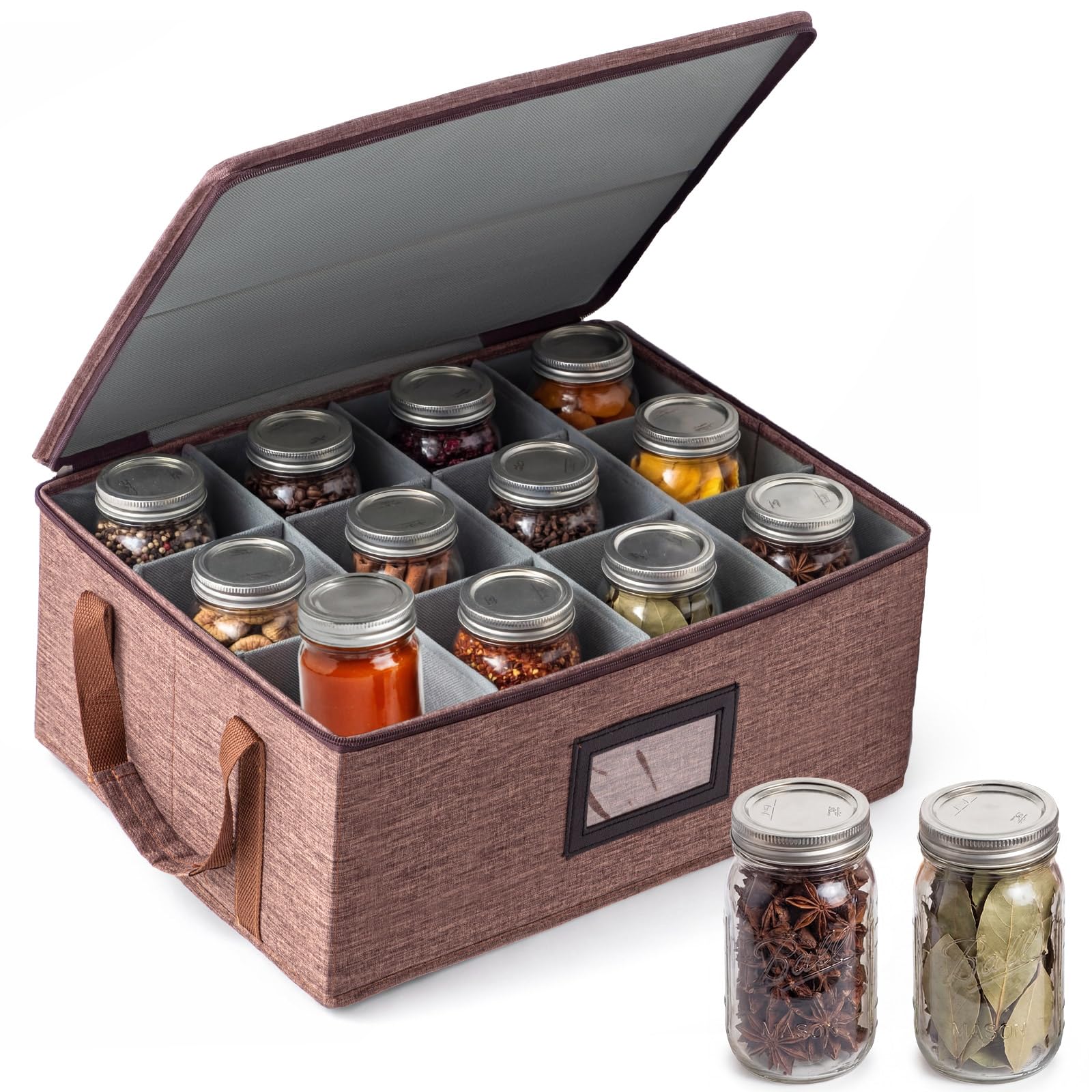 Acellegic 1 Pcs 16 oz Mason Jar Storage Containers, Brown
