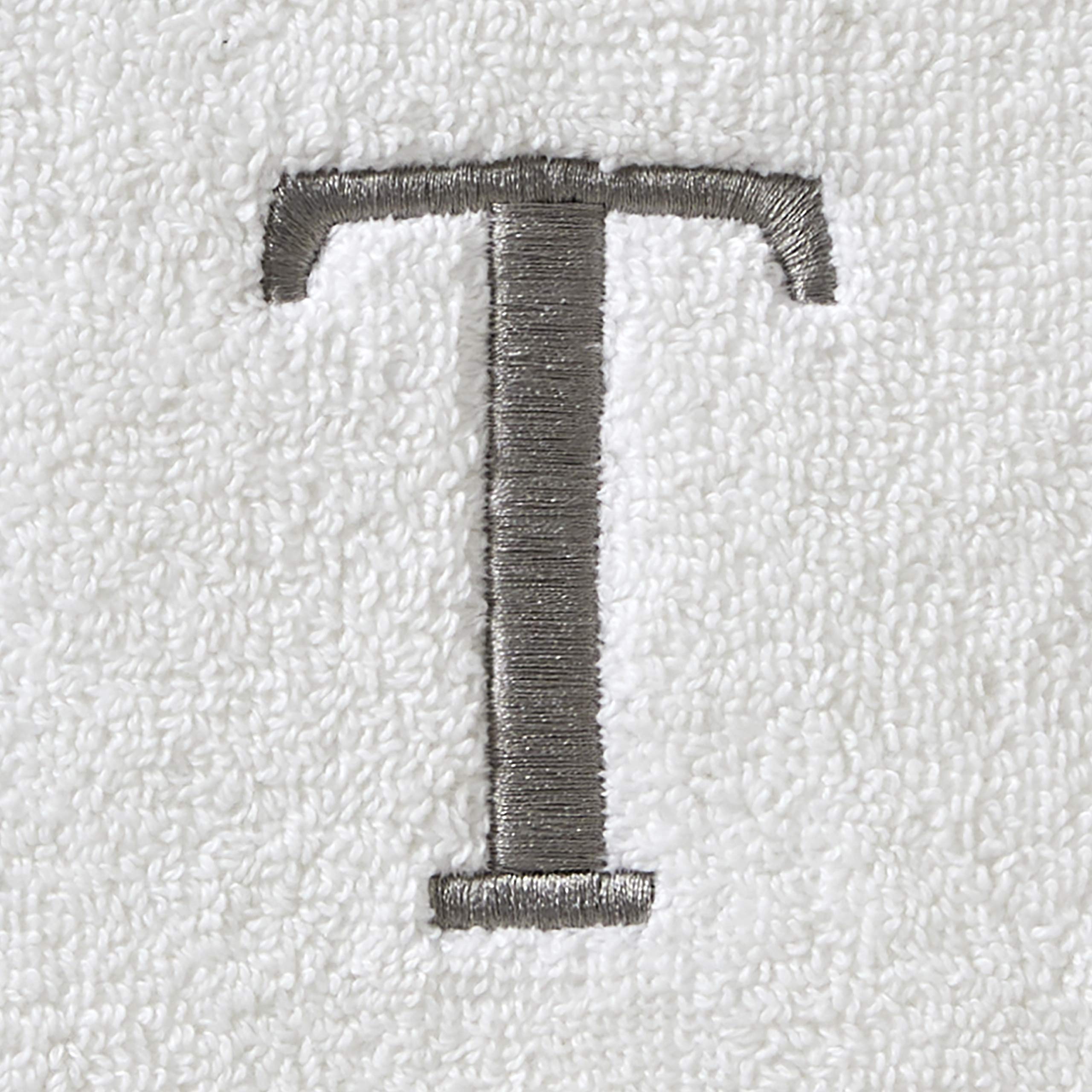 Skl Home Casual Monogram Hand Towel Set, T, 16X26, White 2 Count