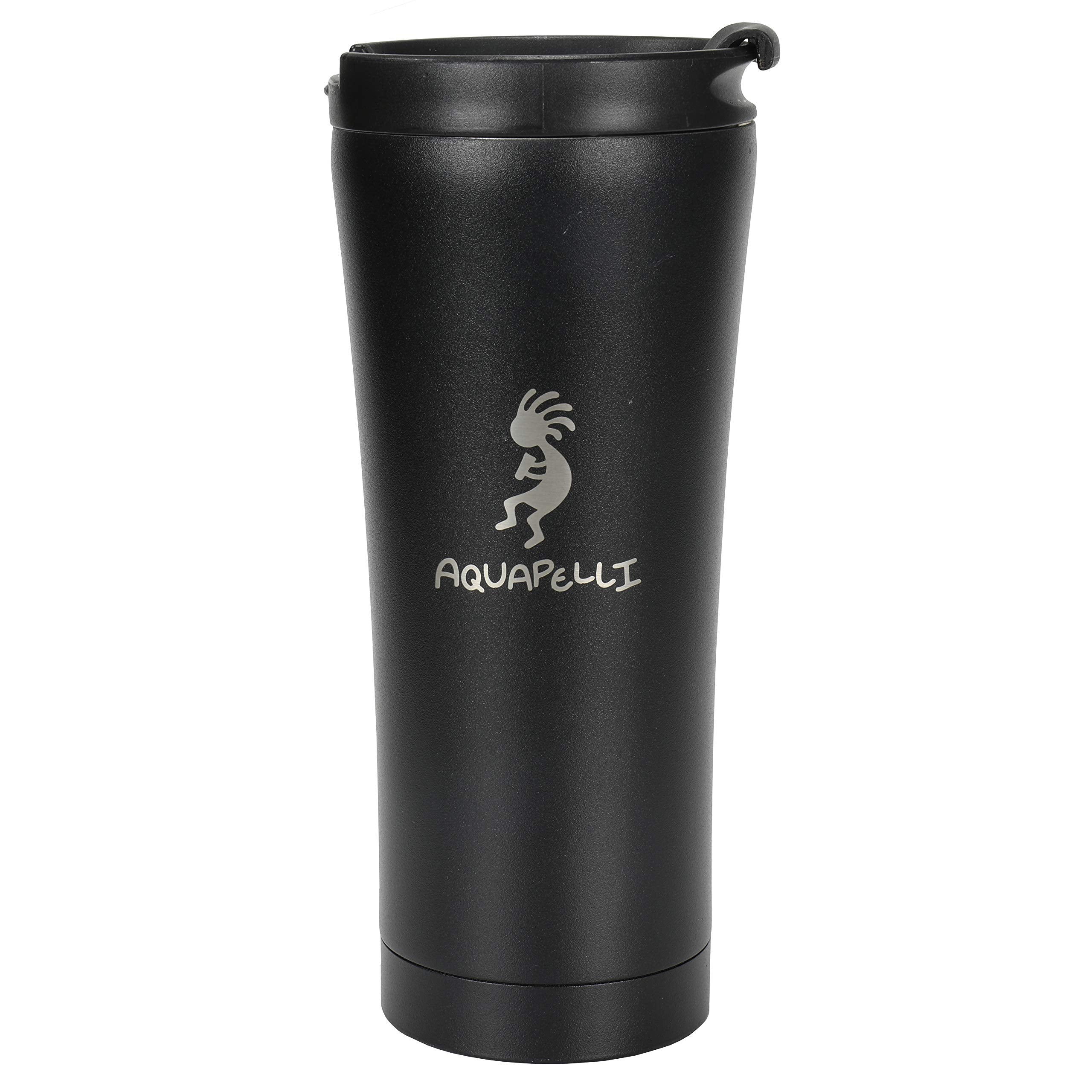 Aquapelli Vacuum Insulated Travel Coffee Mug, 16 Ounces, Midnight Black