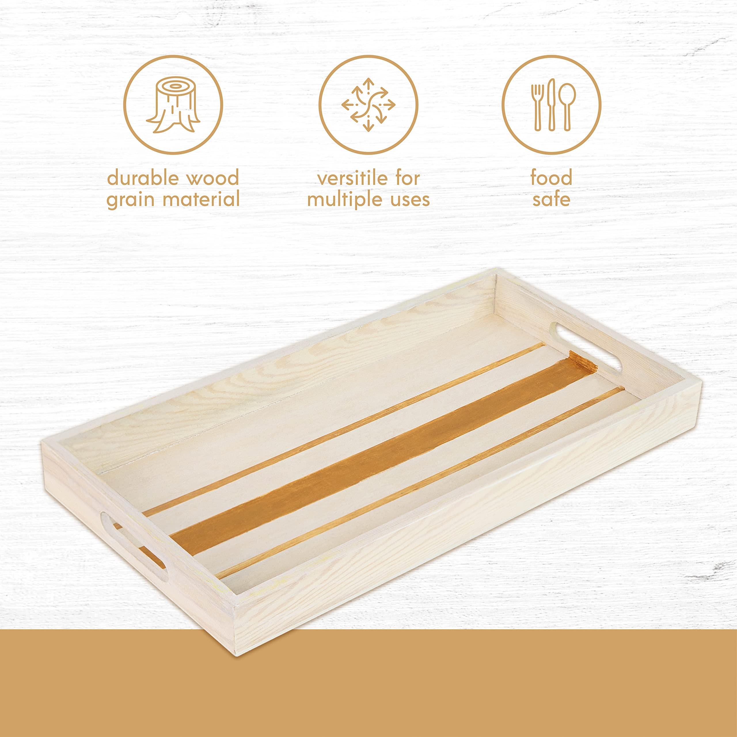Wooden Serving Tray With Handles - Five Piece Nested Breakfast Tray - Wood Crafts Trays For Organizing | Bathroom Tray - Food Tr