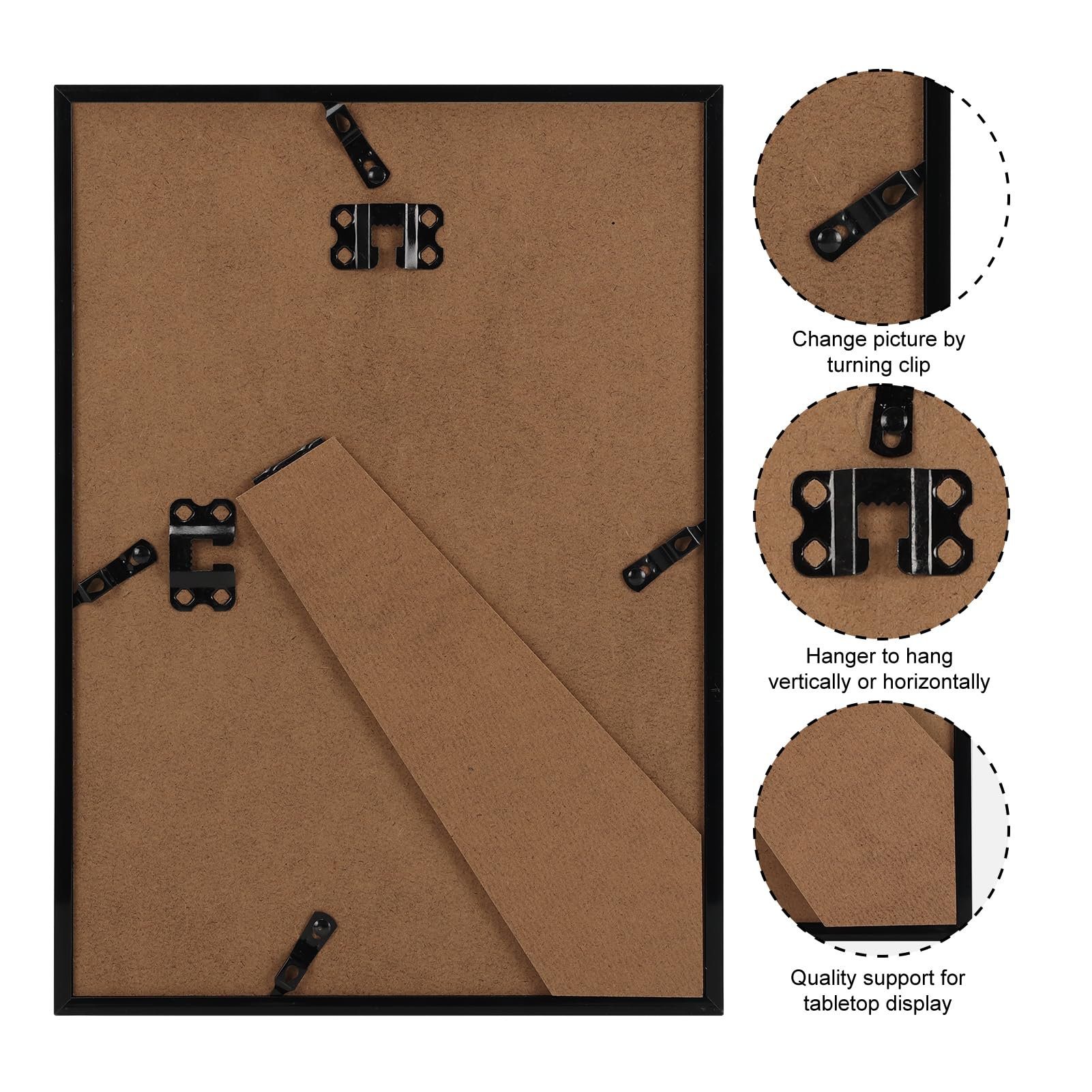 Giftgarden A4 Picture Frame Set of 4, Matted to 6x8 Picture with Mat, 8.3x11.7 Inch Photo Frames for Wall or Tabletop Display, B