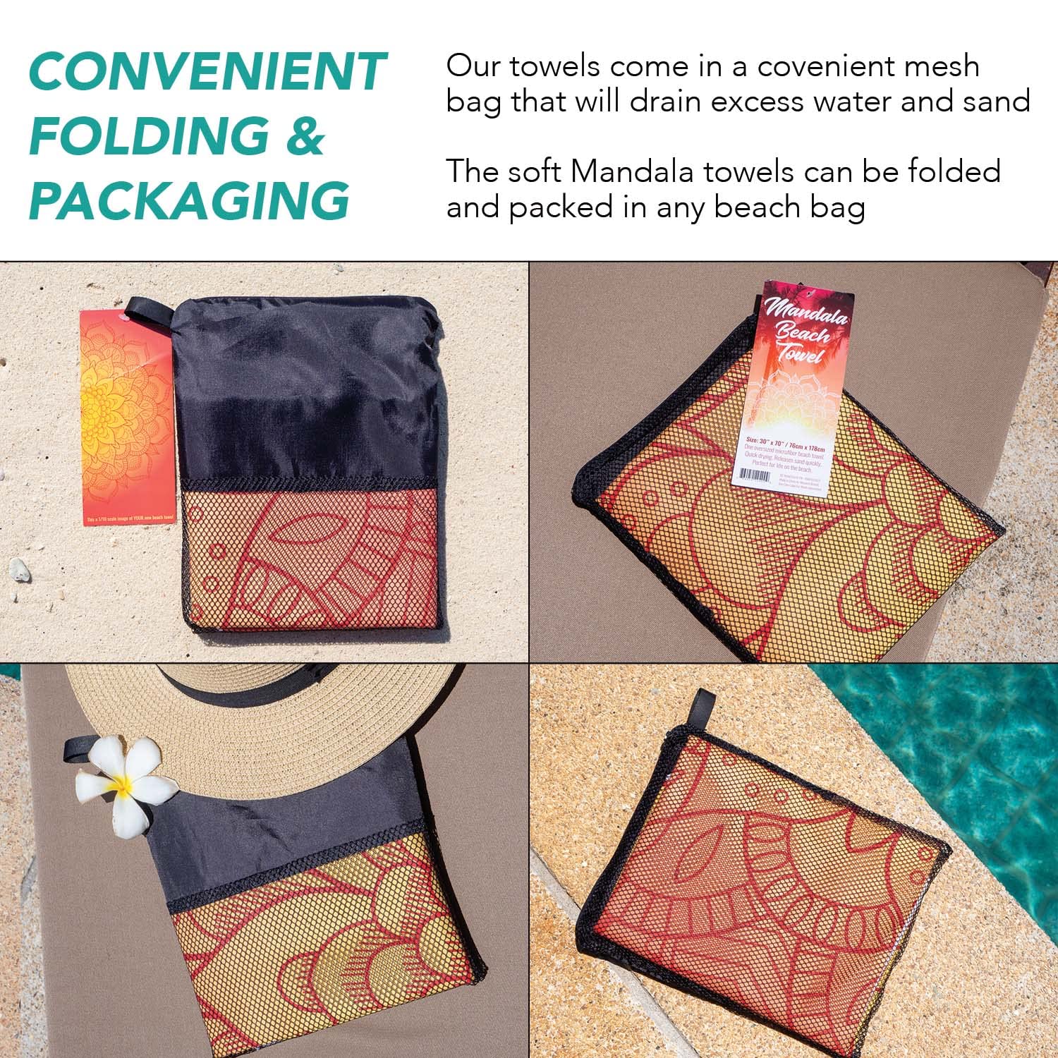 Arkwright Mandala Microfiber Beach Towels - Lightweight And Quick Dry Oversized Pool Towel, Perfect For Hotel, Spa, Hot Tub, Bat