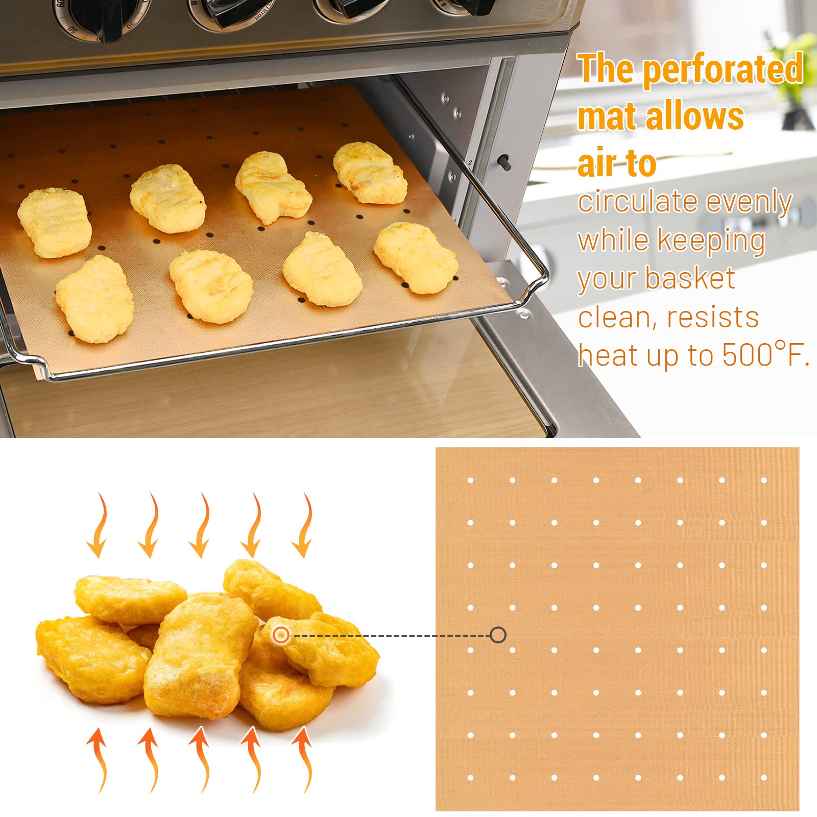 Wmkgg 12 Inch Square Air Fryer Liners Set, 3 Pack Non-Stick Reusable Toaster Oven Mat Compatible With Ninja Foodi Flip Sp101/Sp2