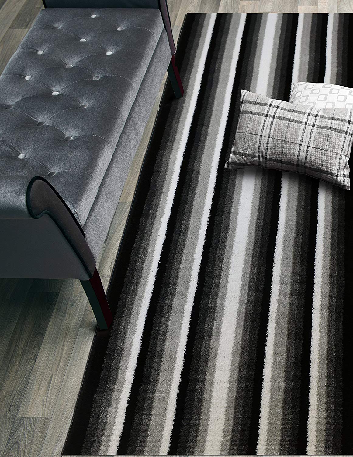 ORFA HOME Custom Size Hallway Runner Rug, Slip Resistant, 26 Inch Wide X Your Choice of Length, Stripes Black, 26 Inch X 13 feet