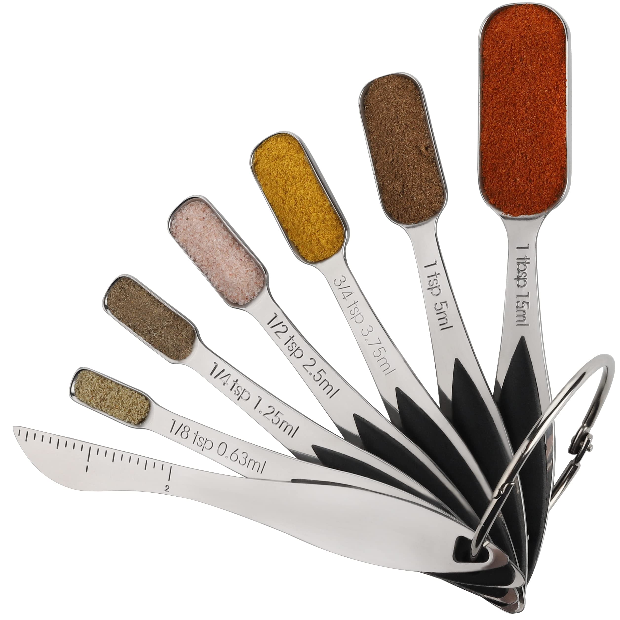 Measuring Spoons Set Of 7 Stainless Steel Metal Measuring Spoons Heavy Duty Tablespoon For Measuring Dry And Liquid Ingredients