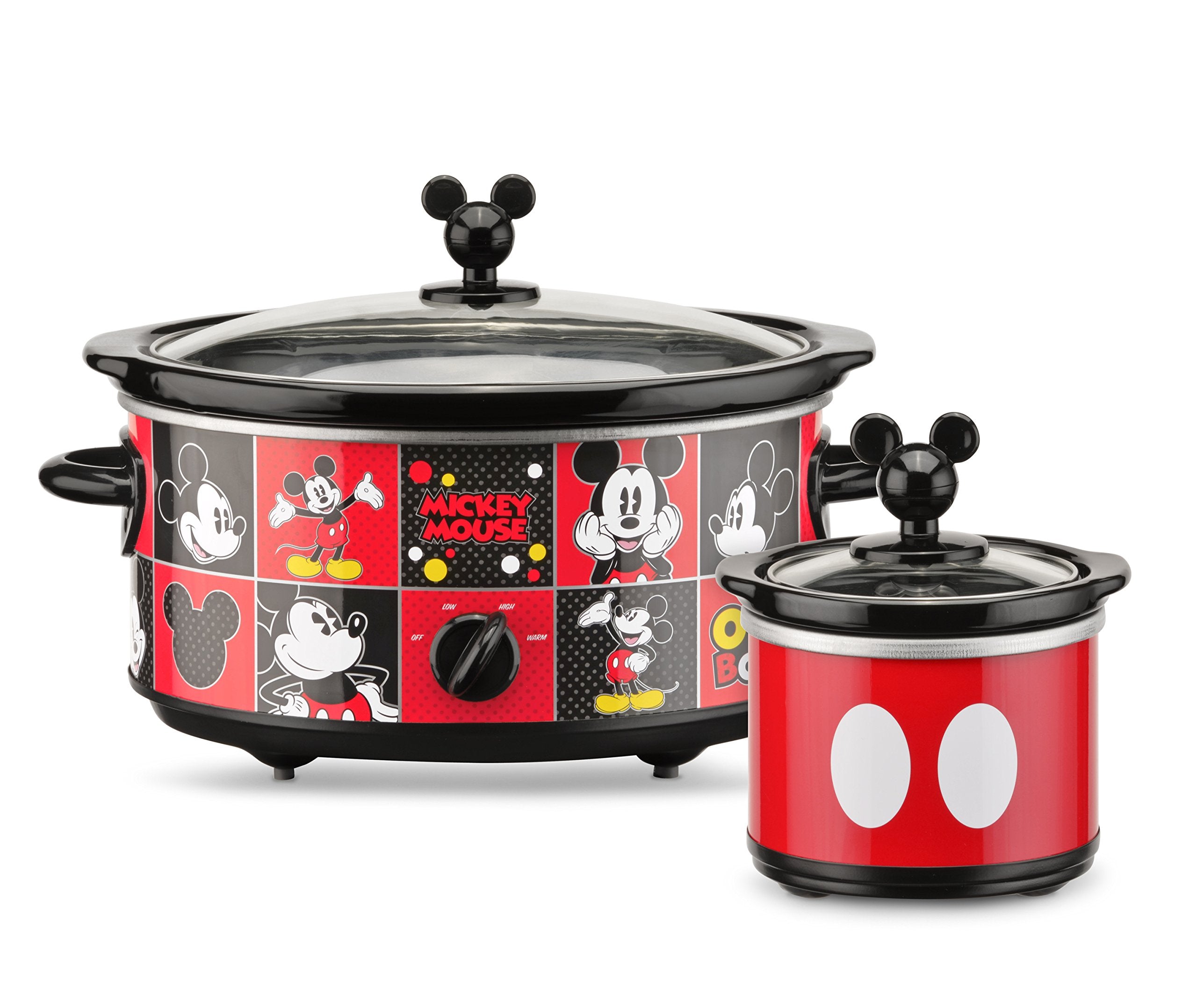 Disney Dcm-502 Mickey Mouse Oval Slow Cooker With 20-Ounce Dipper, 5-Quart, Red/Black