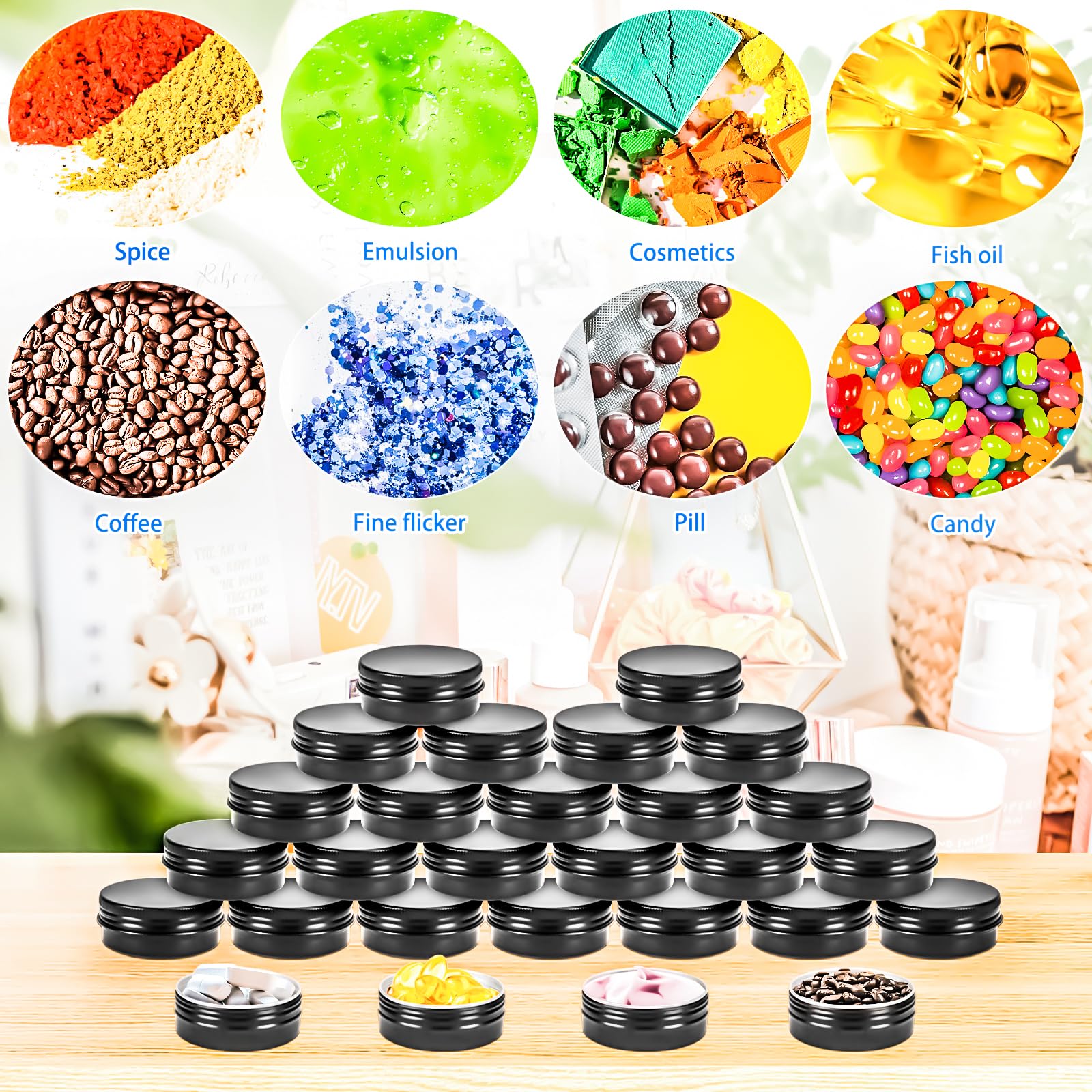 Motbach 24Pack 1Oz Tin Jars, 30Ml Metal Tin Cans, 1Ounce Aluminum Tin Can Jar Containers With Screw Lid For Lotion Bars, Toiletr