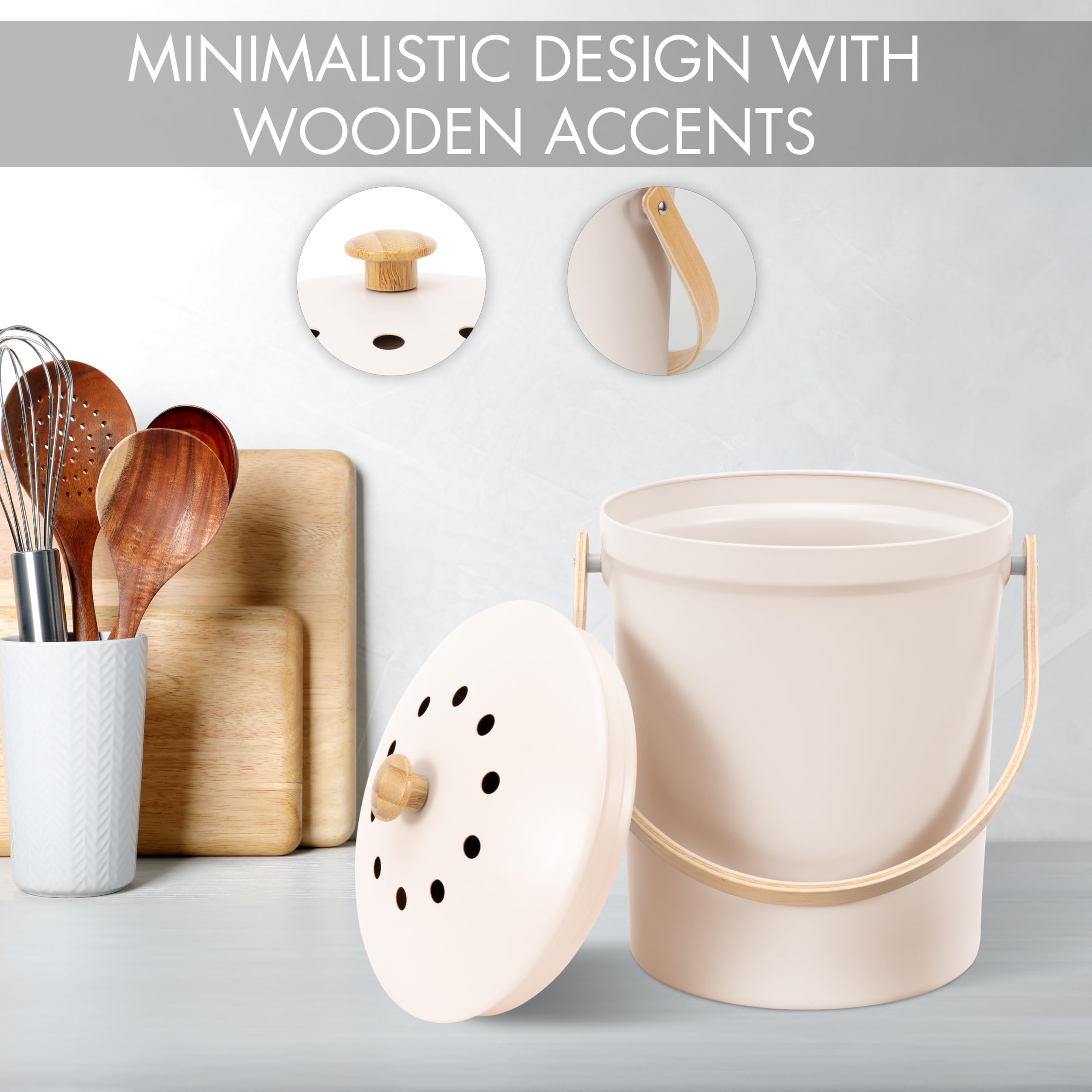 Beautiful Kitchen Compost Bin With Smell Proof Lid - Rust Proof And Odorless Compost Bucket For Your Countertop With No Smell Fi