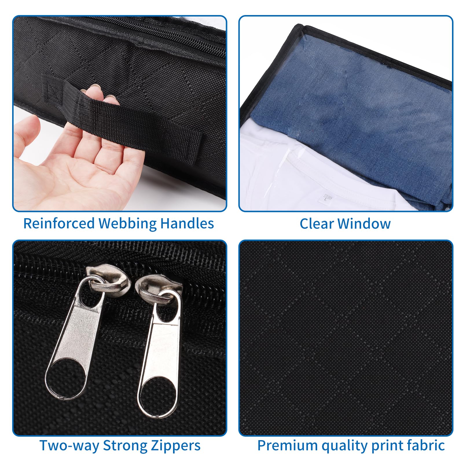 Fixwal Black Underbed Storage Bags with Clear Window and 2 Reinforced Handles Under Bed Storage Containers for Clothing, Bedding
