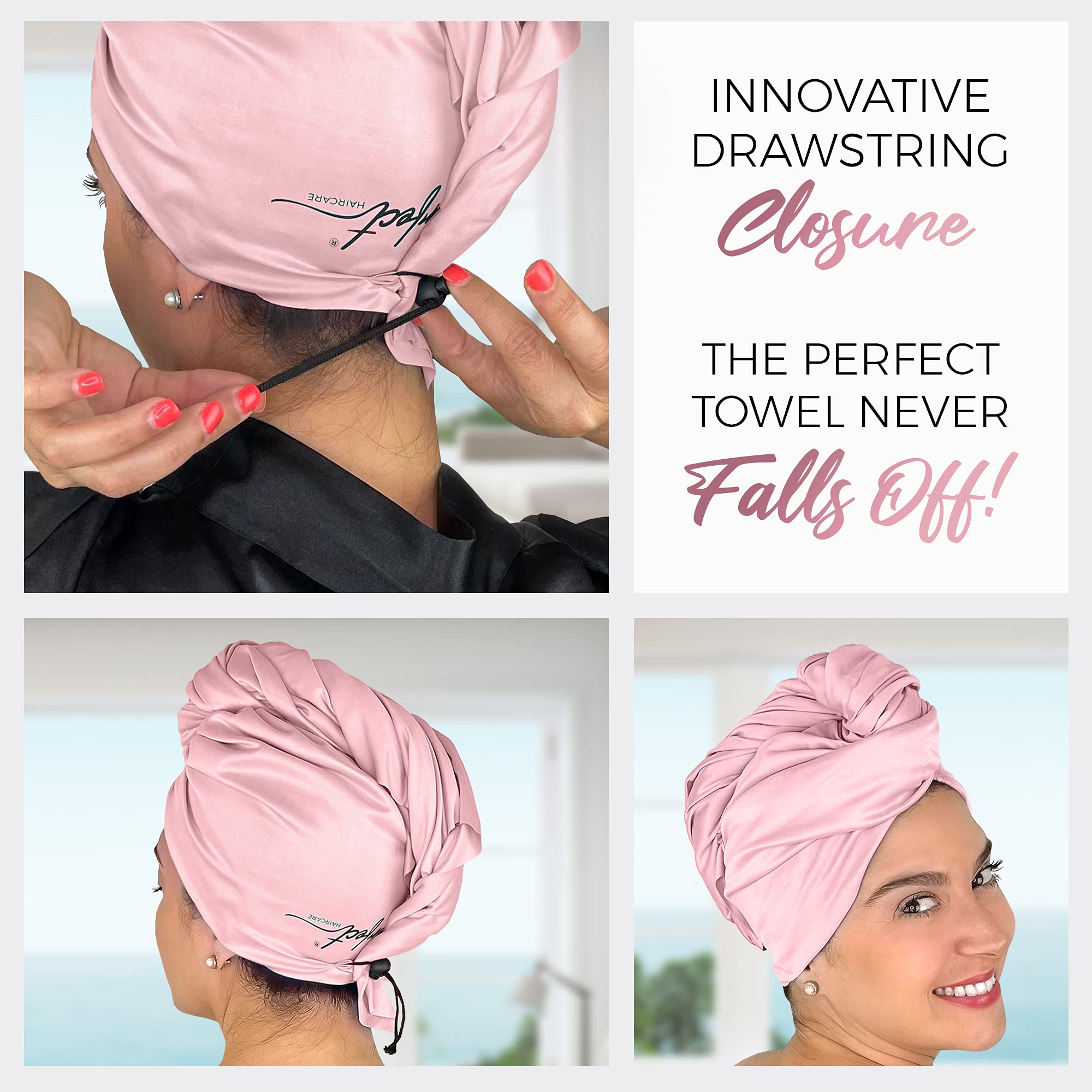 THE PERFECT HAIRCARE Curly Hair Girls Microfiber Plopping Towel Set - Anti-frizz Silky Smooth Hair Drying Wrap for Women - Super