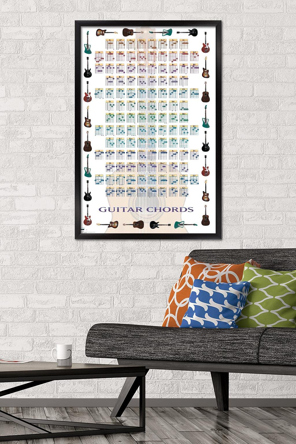 Trends International Guitar Chords Ii - Learn To Play Guitar Wall Poster, 22.375'' X 34'', Black Framed Version