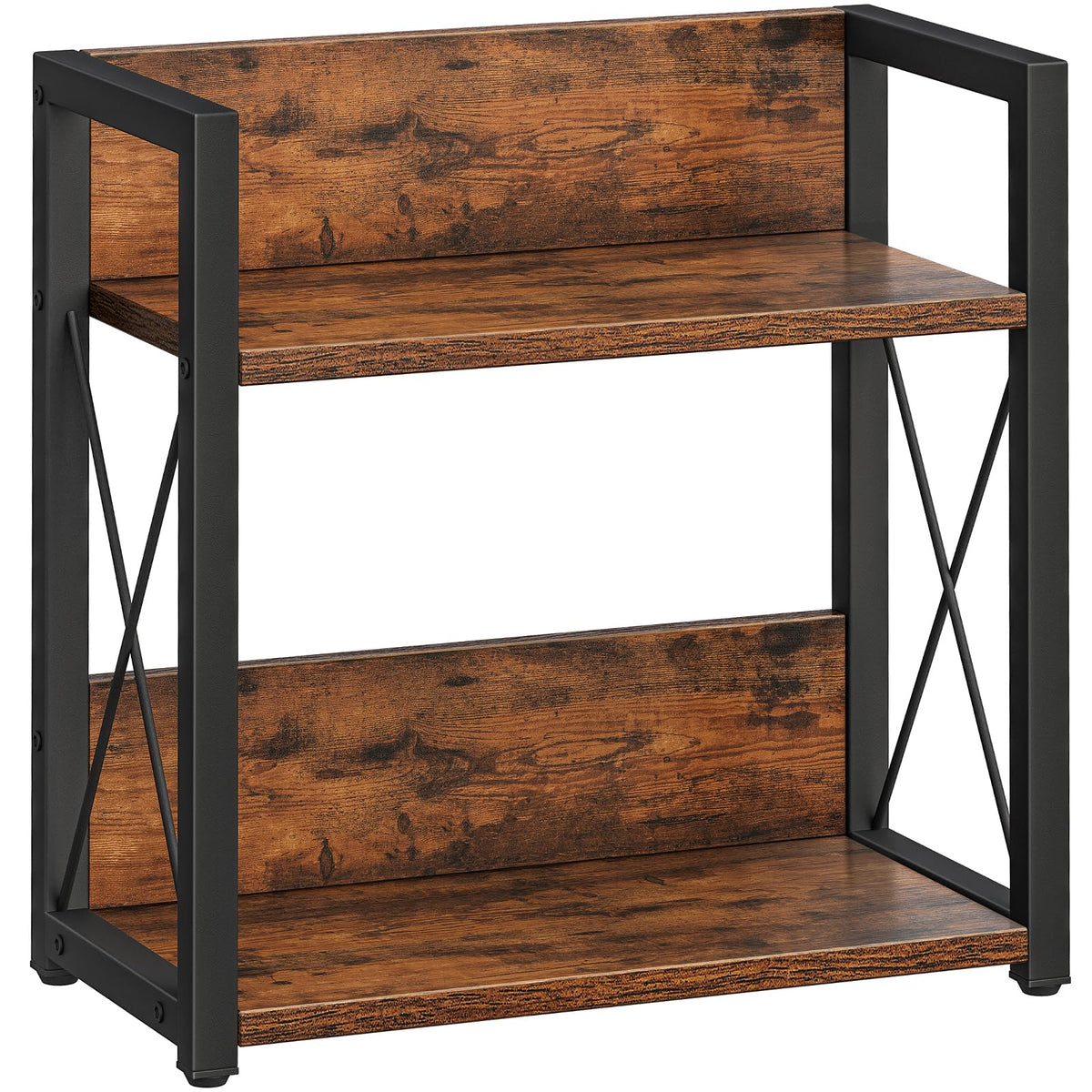 Giikin Counter Shelf Organizer, 2 Tier Kitchen Spice Rack for Countertop, Wood Coffee Counter Organizer for Home (Rustic Brown)
