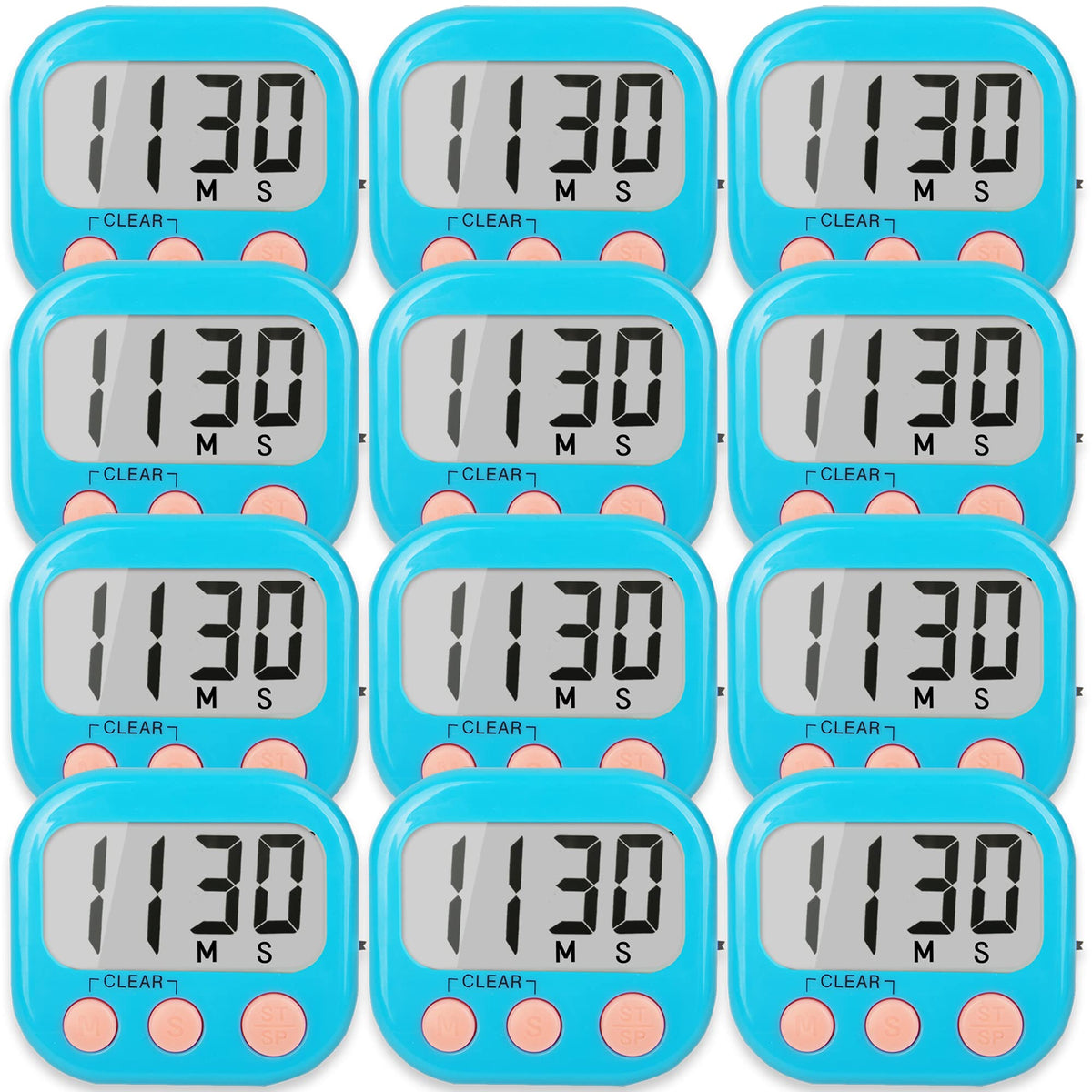 12 Pack Kitchen Timers Loud Ring Digital Timers for Cooking Magnetic B ...