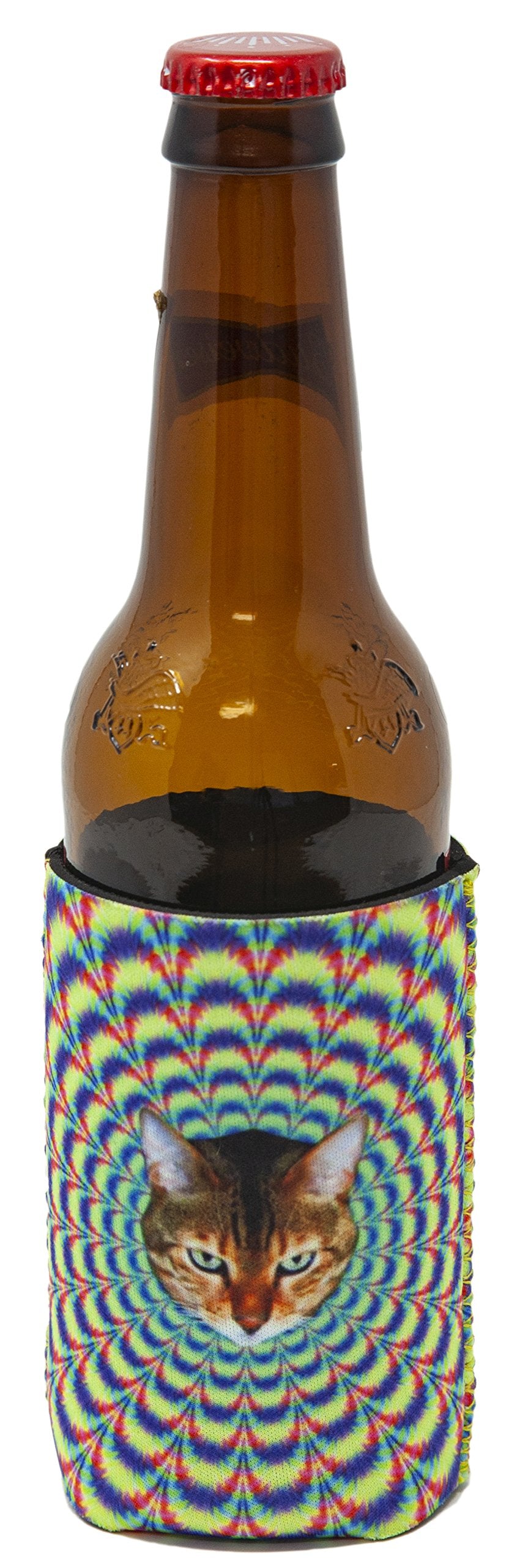 Funny Guy Mugs Psychedelic Cat Collapsible Neoprene Can Coolie - Drink Cooler