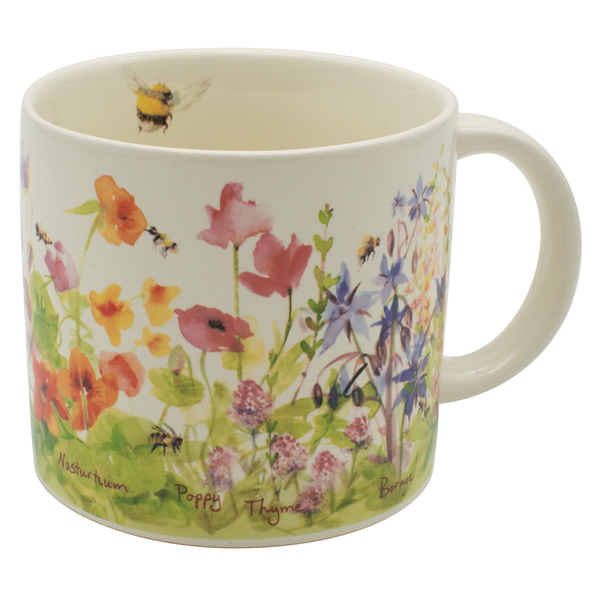 The Unemployed Philosophers Guild Bee Garden Coffee Mug  Features Beautiful Watercolor Flowers and Buzzing Bees  Comes In A Fu