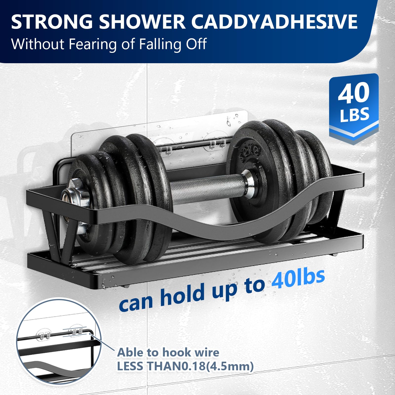 Fgsaeor Shower Caddy Adhesive Replacement Stickers - 6 Pack No Drilling Shower Caddy Adhesive Strips, Strong Adhesive Hooks For