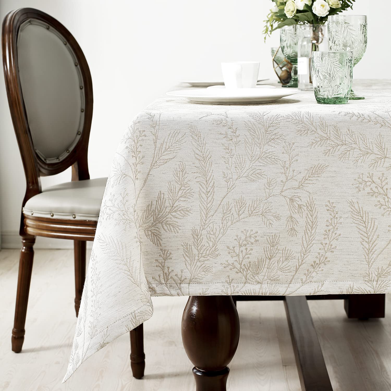 Chassic Elegant Damask Tablecloth For Small Rectangle Tables, Wrinkle And Stain Resistant Washable Floral Table Cloth, Vintage T