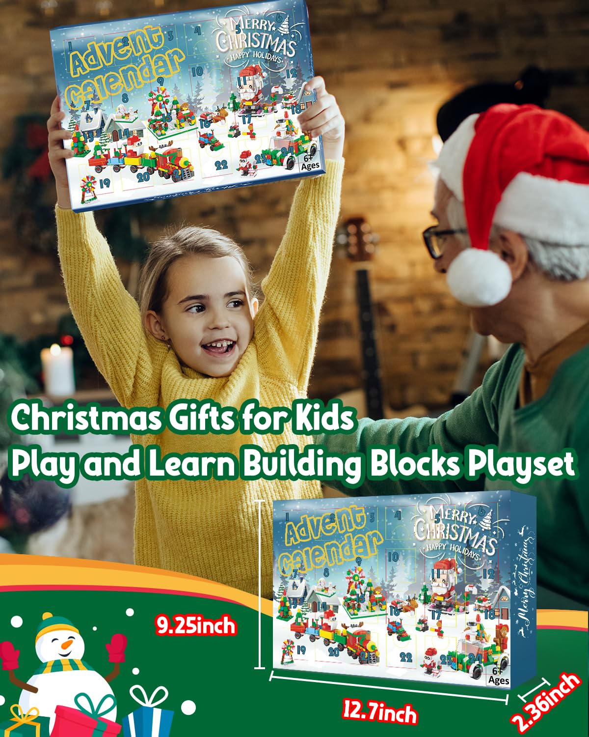 Kids Advent Calendar 2025, Xmas Themed Building Blocks for Kids Ages 6-8, Teen, STEM Toys Playset Christmas Gifts Stocking Stuff