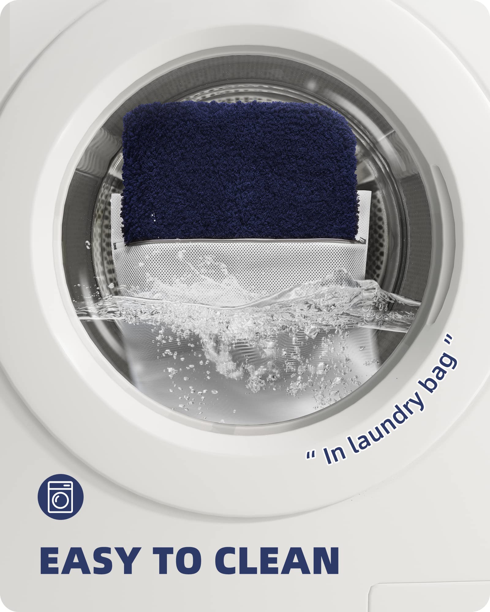 Color&Geometry Navy Blue Bathroom Rugs 16''X24'', Small- Upgrade Your Bathroom With Soft Thick Dark Blue Bath Mat- Non Slip, Plu