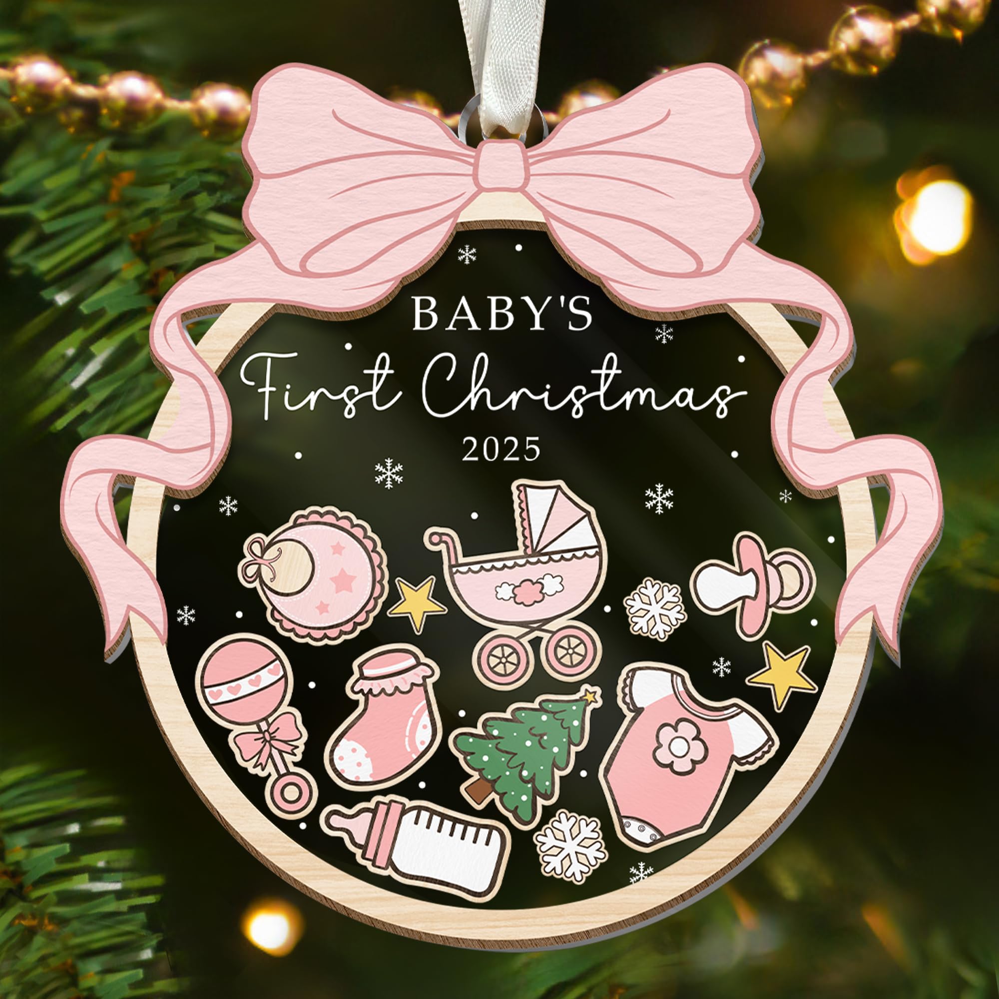 SUCHAGIFT Babys First Christmas Ornament 2025 Girl - Baby First Christmas Ornaments 2025, Babys Girls 1st Xmas Ornaments - Baby 