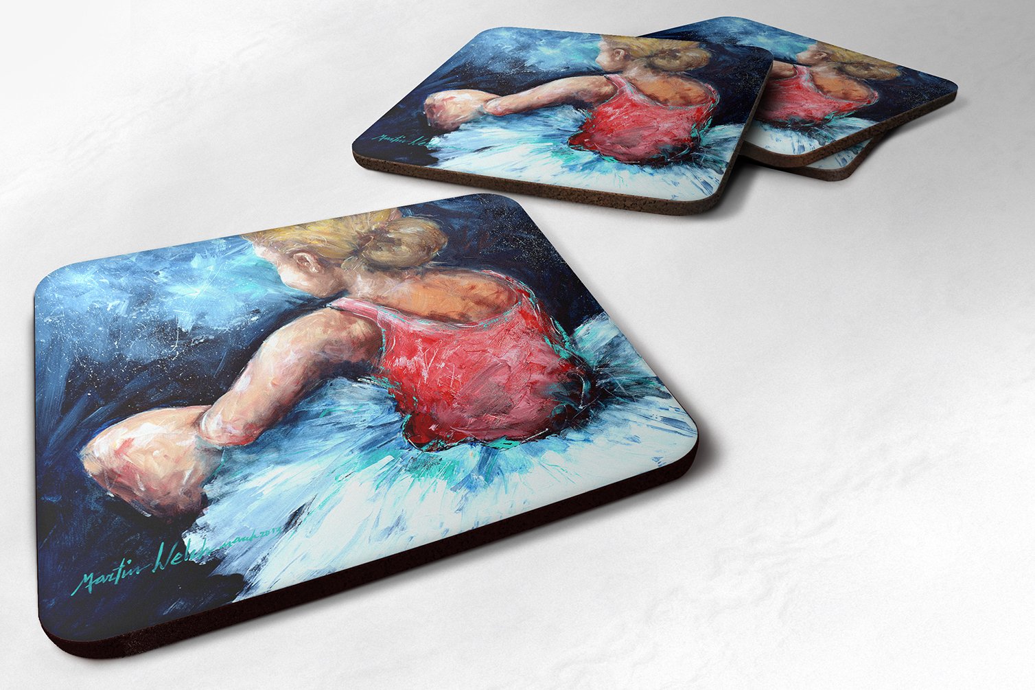 Carolines Treasures Ballet Star Struck Foam Coasters (Set of 4), 3.5 H x 3.5 W, Multicolor
