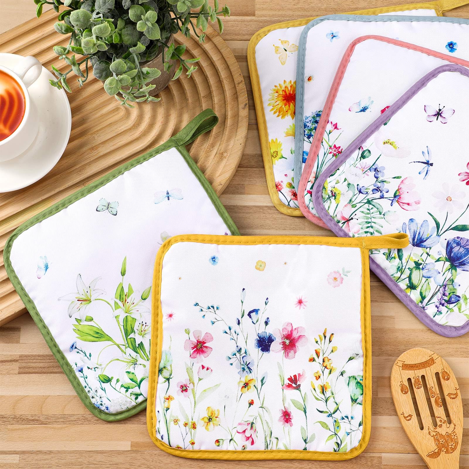 Bencailor 12 Pcs Pot Holders with Pocket Kitchen Hot Potholders Hot Pad Oven Mitts Cookie Bag Oven Gloves for Kitchen Gift Bakin