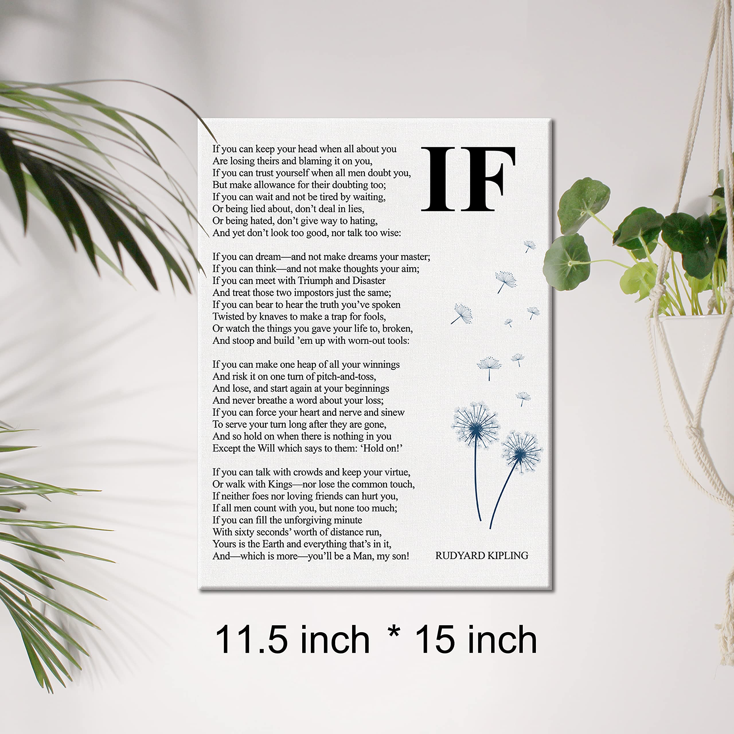 Inspirational Canvas Wall Art Motivational If Poem Rudyard Kipling Quote Canvas Print Positive Canvas Painting Office Home Wall