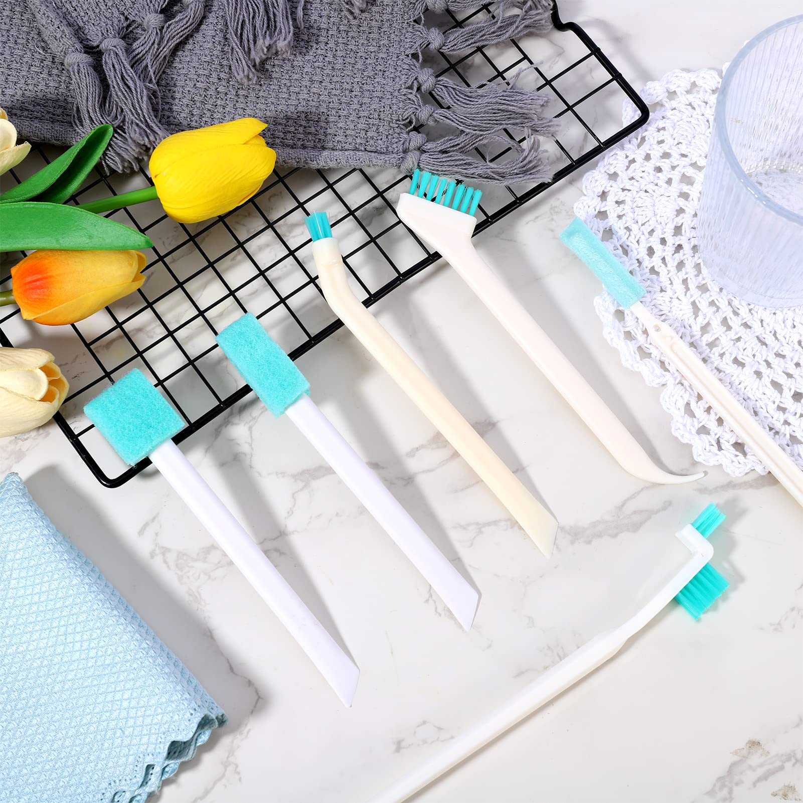 Xinrui 16 Pcs Small Household Cleaning Brushes, Deep Detail Crevice Cleaner Brush Crevice Cleaning Tool 8 In 1 Cleaner Brush For