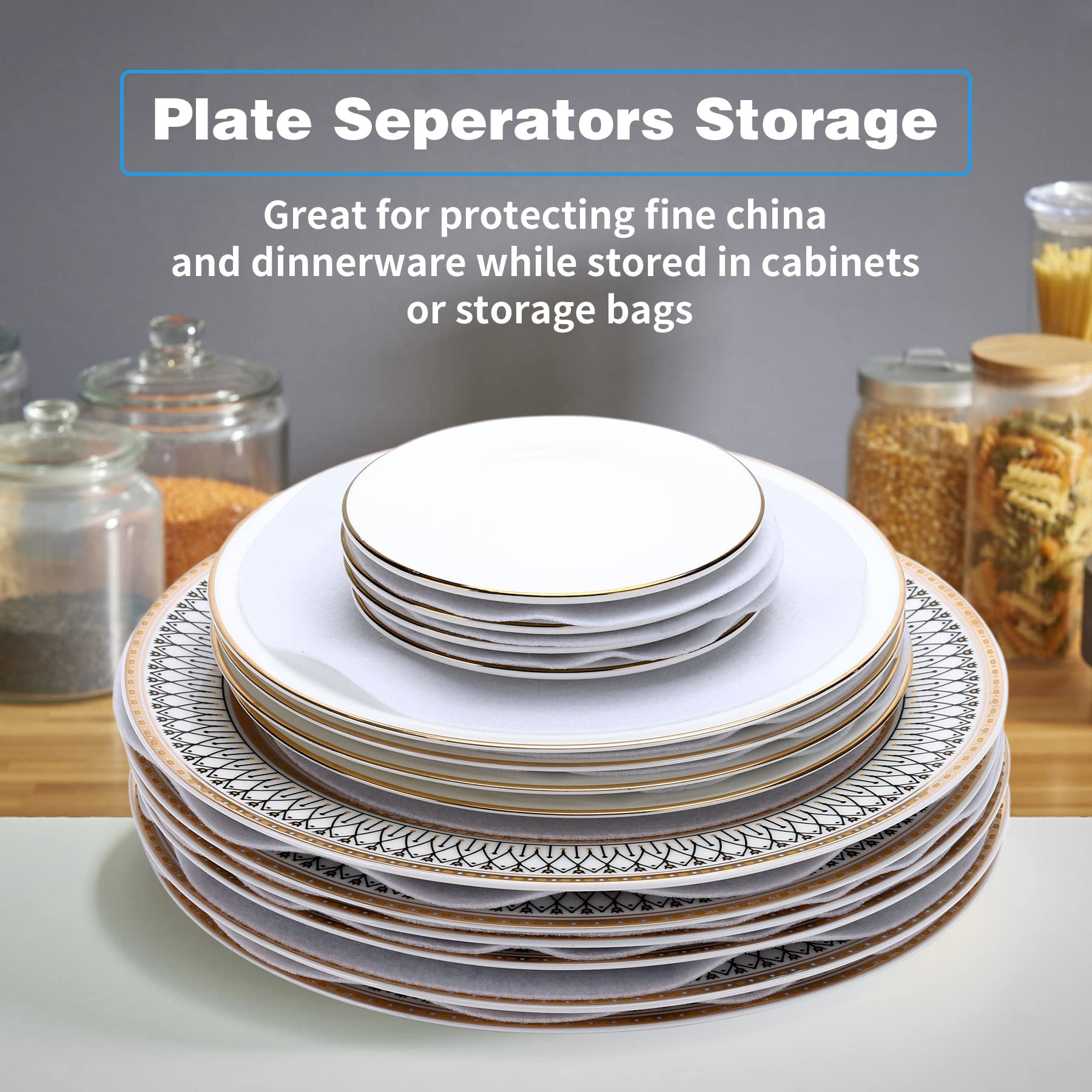 Imncya Plate Separators Storage, Set Of 60 And 3 Different Size, Thick And Premium Soft Felt Plate Dividers For China/Dish/Coffe