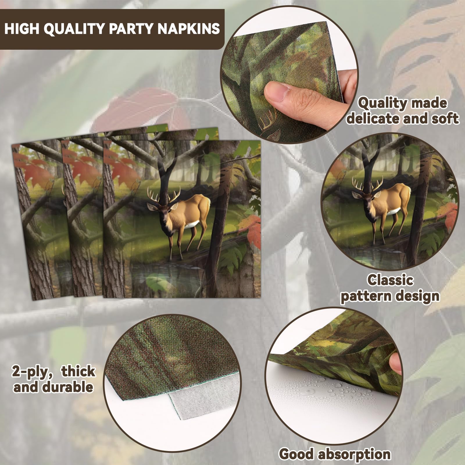 Hunting Camo Party Plates Napkins Deer Hunting Dinnerware Hunter Camo Themed Birthday Party Tableware Set Disposable Forks Desse