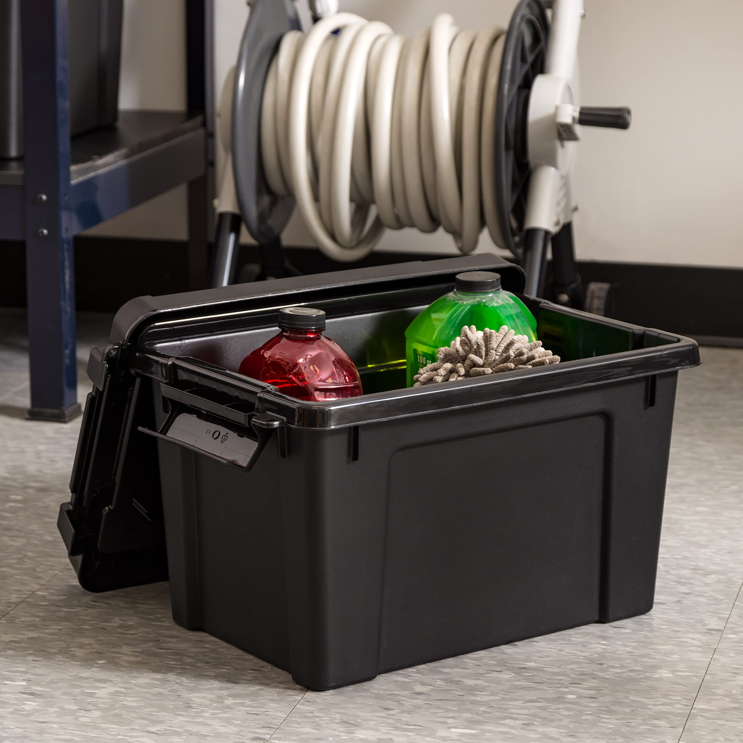 Iris Usa 5 Gallon Lockable Storage Bins With Lids, 6 Pack - Made In Usa, Heavy Duty, Stackable Containers, Garage Organizing Bin