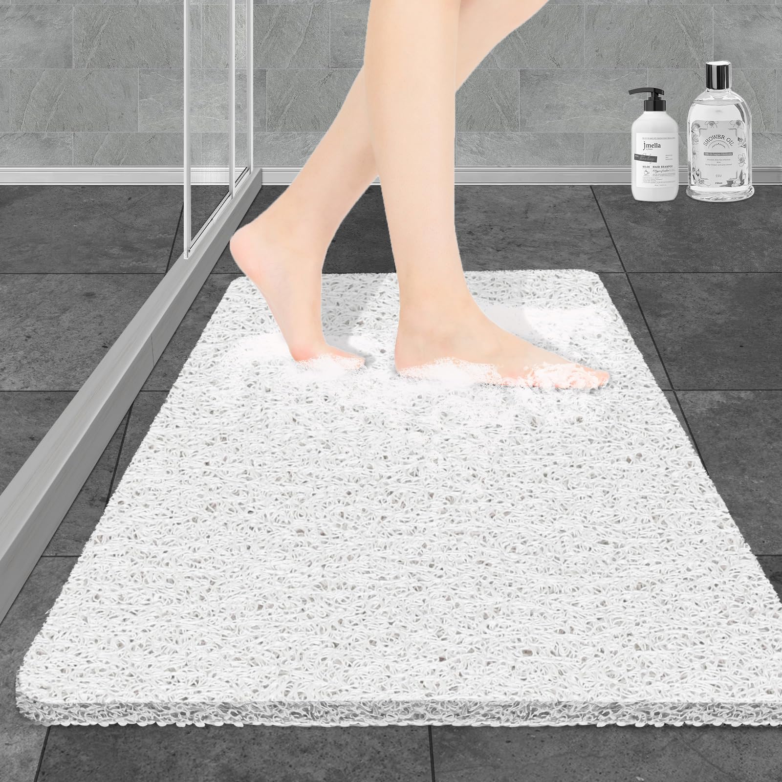 Joyhalo Shower Mats For Showers Anti Slip For Elderly, 32'' X 24'' Non Slip Bath Mat For Inside Shower, Bath Tub Mats For Bathro