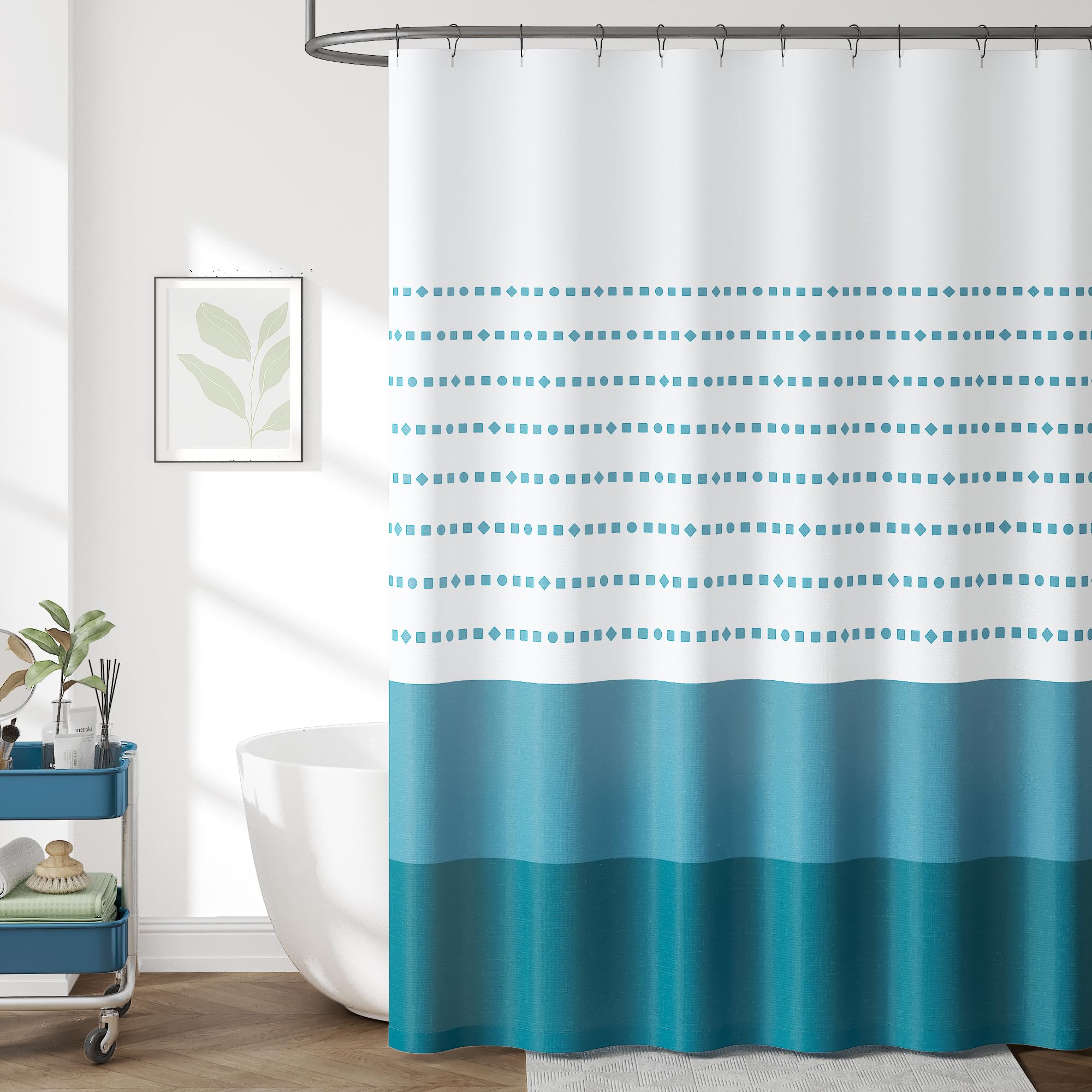 Jinchan Blue And White Boho Shower Curtain Blue Striped Fabric Shower Curtains For Bathroom Modern Luxury Waterproof Ombre Stall