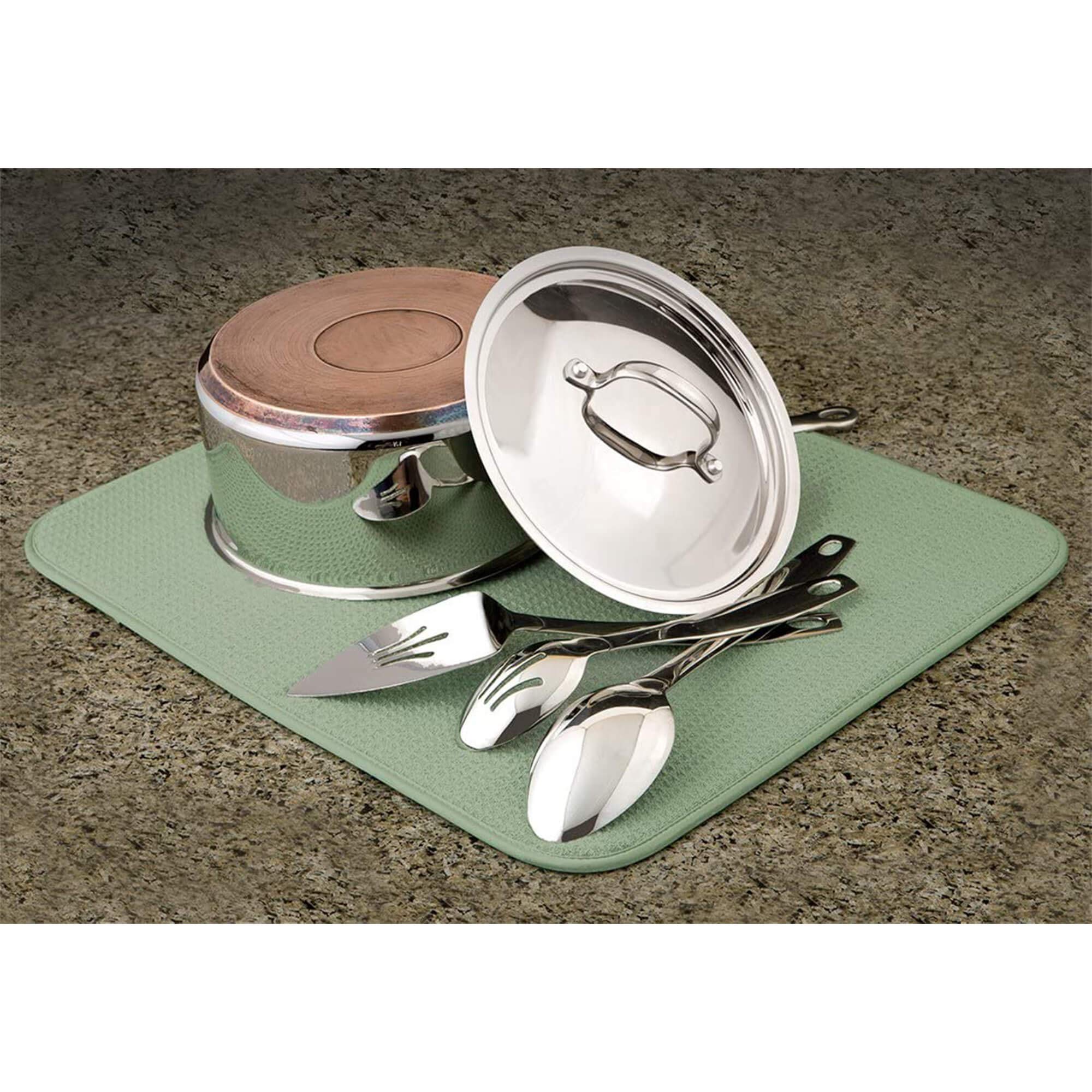 Dish Mat Absorbent, Reversible, Microfiber,Dish Drying Mat For Kitchen,Machine Washable Farmhouse Dishes Drainer For Countertop