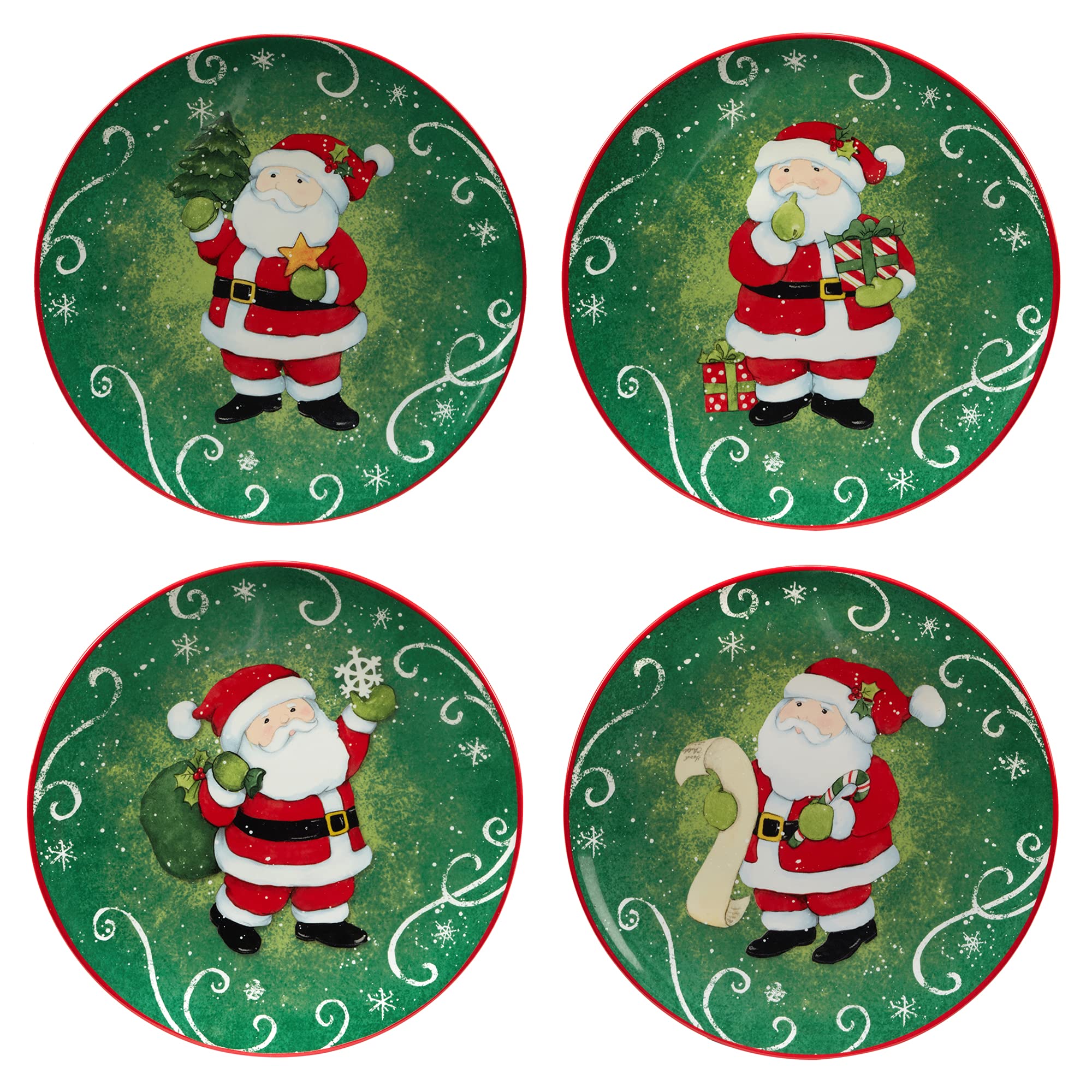 Certified International Holiday Magic Santa 9'' Dessert/Salad Plates, Set Of 4