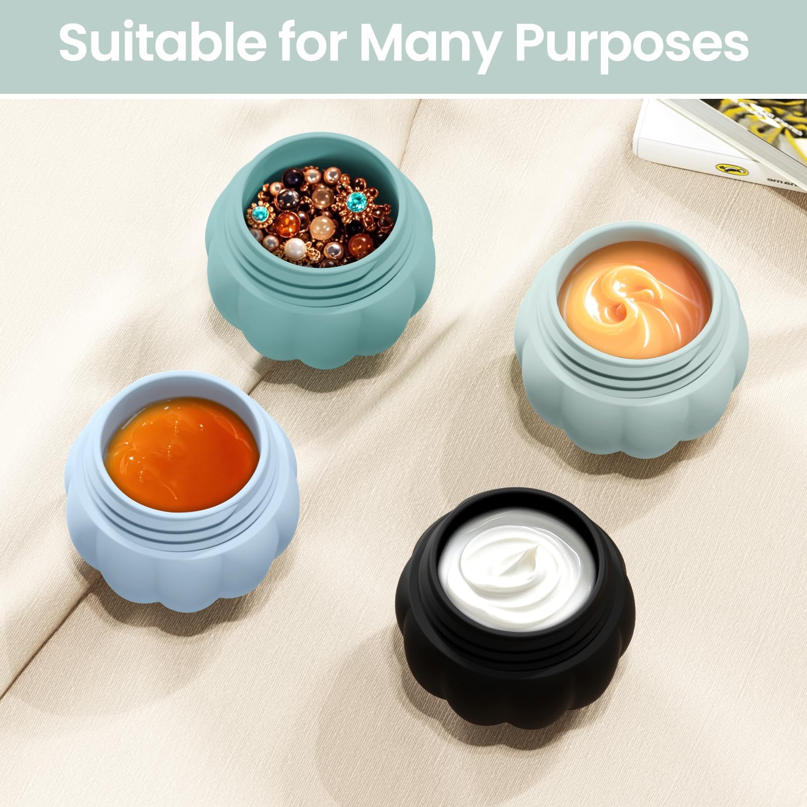 Redfly Travel Containers For Toiletries, Tsa Approved Travel Size Containers, Silicone Travel Jars For Creams, Travel Size Toile